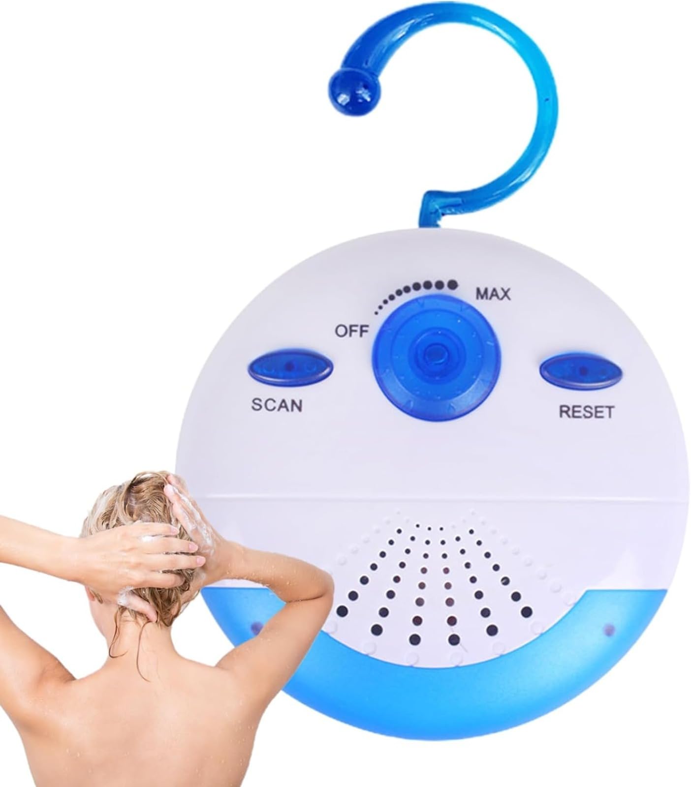 Waterproof Shower Radio with FM, Portable Bluetooth Speaker for Bathroom, Pool & Outdoor Use - Splashproof, Compact Design with Hook for Hanging