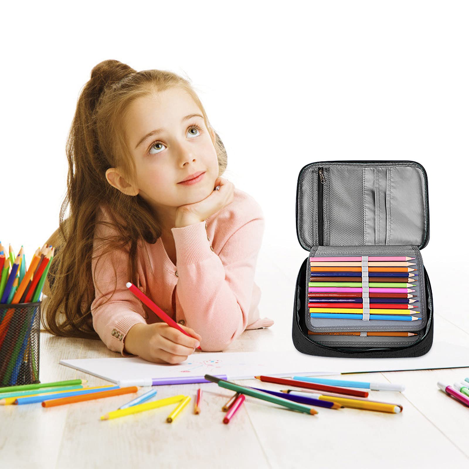 Trailrest Pencil Cactus Kids Pencil Case - Cute Creative Doll Design Stationery Organizer for School, Office & Home - Perfect Pen Holder for Boys & Girls (Black, One Size) - Ideal for Back-to-School Supplies, Desk Organization & Gift Giving