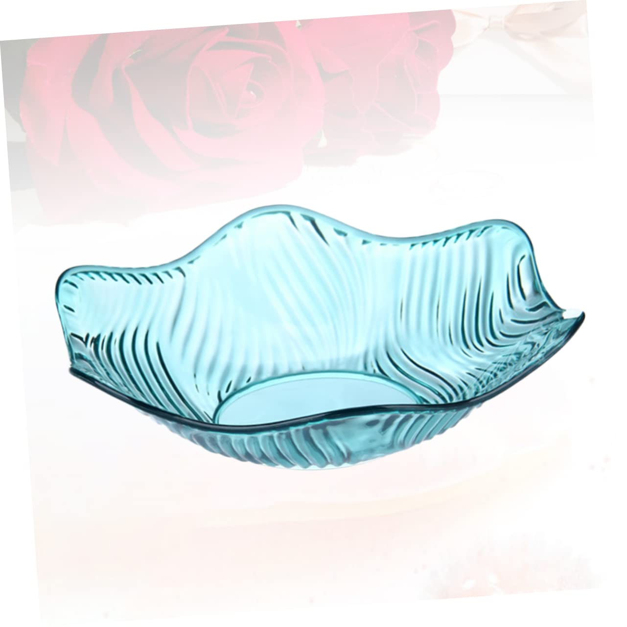 Wave-Shaped Glossy Plastic Serving Tray - Multi-Purpose Fruit Plate, Snack Bowl & Candy Holder for Parties, Kitchen & Home Decor (Cyan) - Perfect for Entertaining, Picnics & Stylish Food Presentation