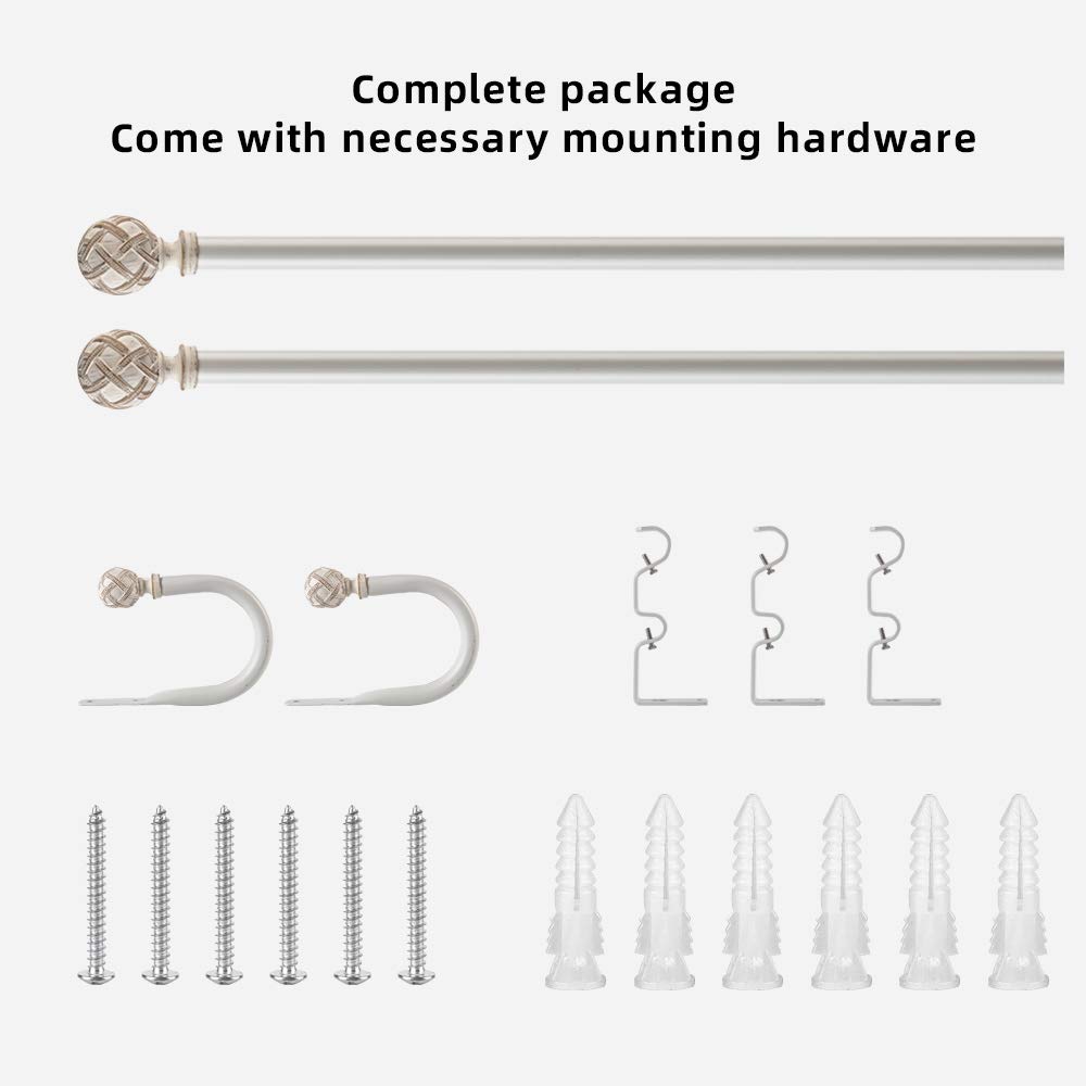 **Ycolnaefllr 1 Inch Heavy Duty Double Curtain Rod Set - Adjustable 48-84 Inches for Windows - Weathered White with Resin Finials & Holdbacks - Perfect for Living Room, Bedroom & Home Decor**