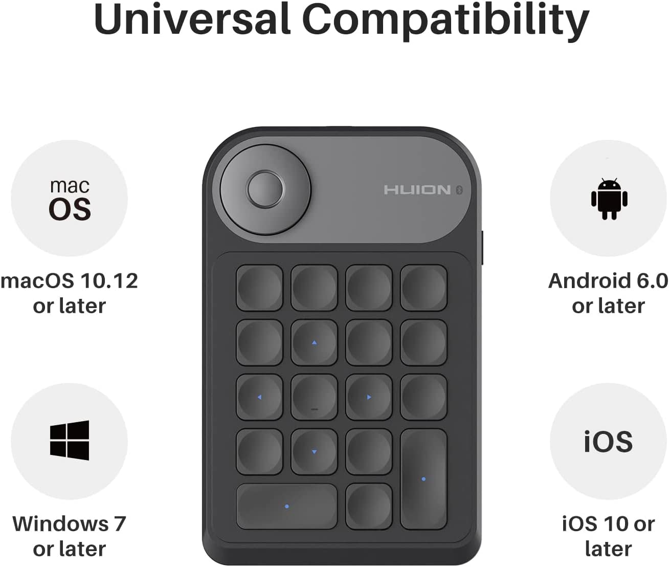 HUION Keydial Mini Bluetooth Programmable Keypad - 5 Anti-Ghosting Keys & 18 Customizable Shortcuts | Wireless Shortcut Keyboard for Digital Artists | Compatible with Drawing Tablets, PC, MacBook & Laptops | Perfect for Photoshop, Illustrator & Video Editing