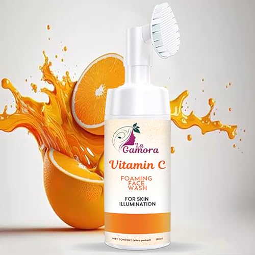 Vitamin C Foaming Face Wash - Brightens Skin & Controls Blackheads | With Foaming Brush for Acne-Prone Skin