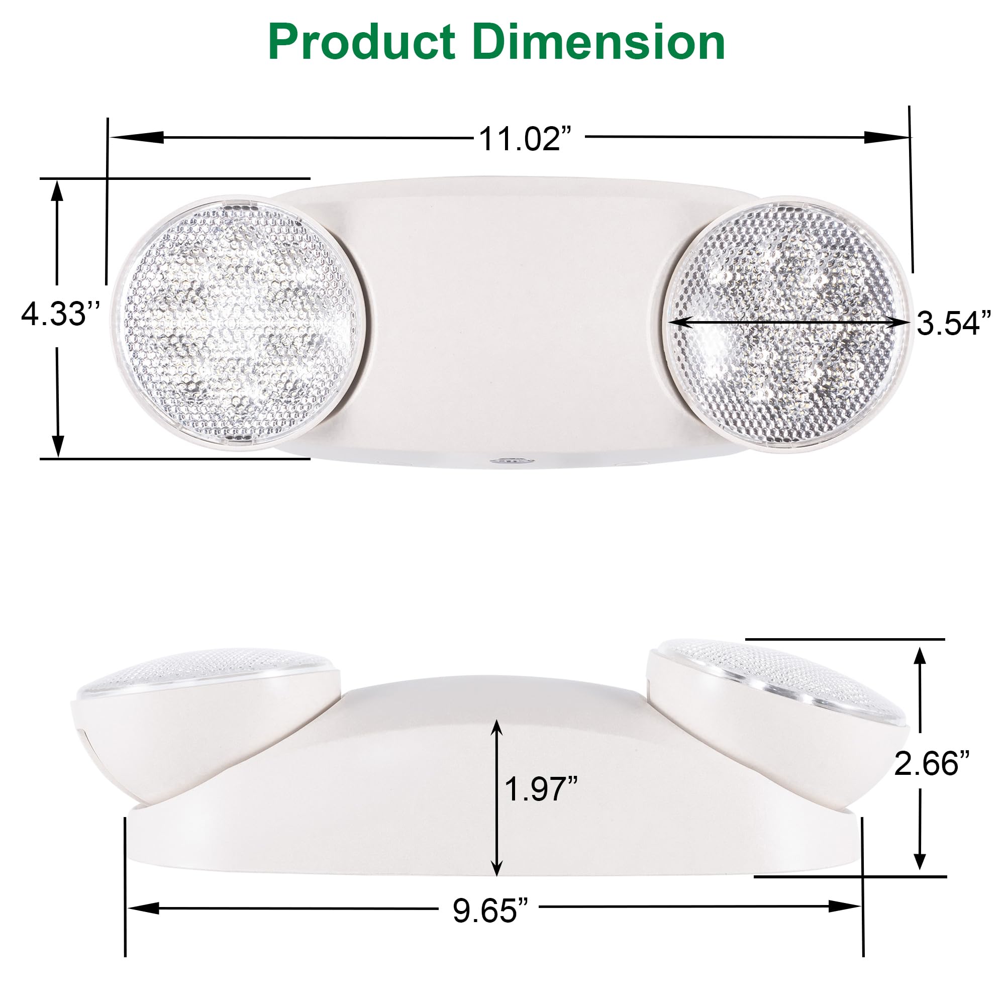 GRUENLICH LED Emergency Exit Light with 2 LED Bug Eye Heads & Backup Battery - UL 924 Certified, 120V/277V Dual Voltage - Ideal for Commercial Buildings, Warehouses & Emergency Exits (1-Pack)