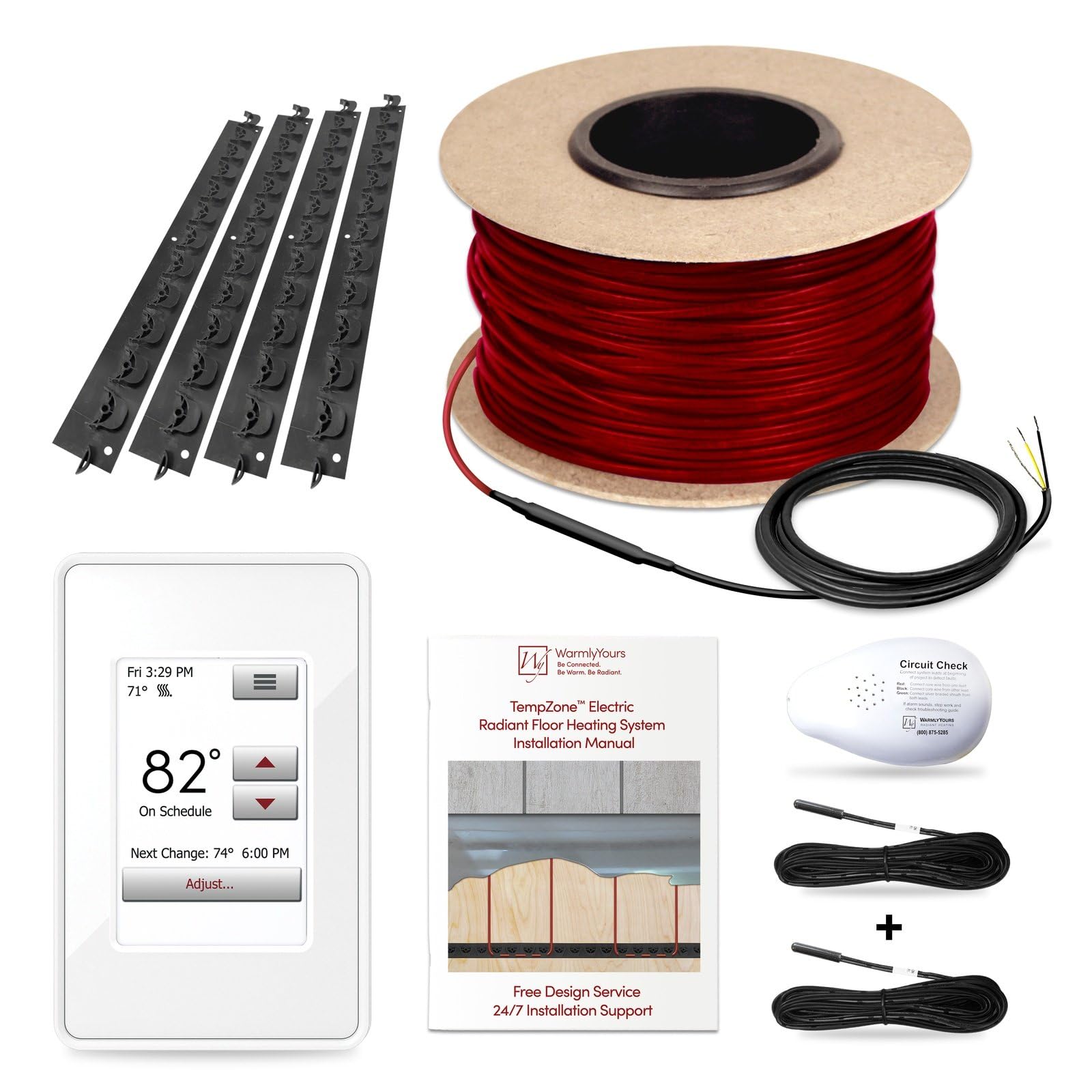 WarmlyYours 10 sqft 120V Electric Radiant Floor Heating System Kit with Smart Touchscreen Thermostat, Floor Sensor & Tester - Perfect for Bathroom, Kitchen & Basement Floor Warming