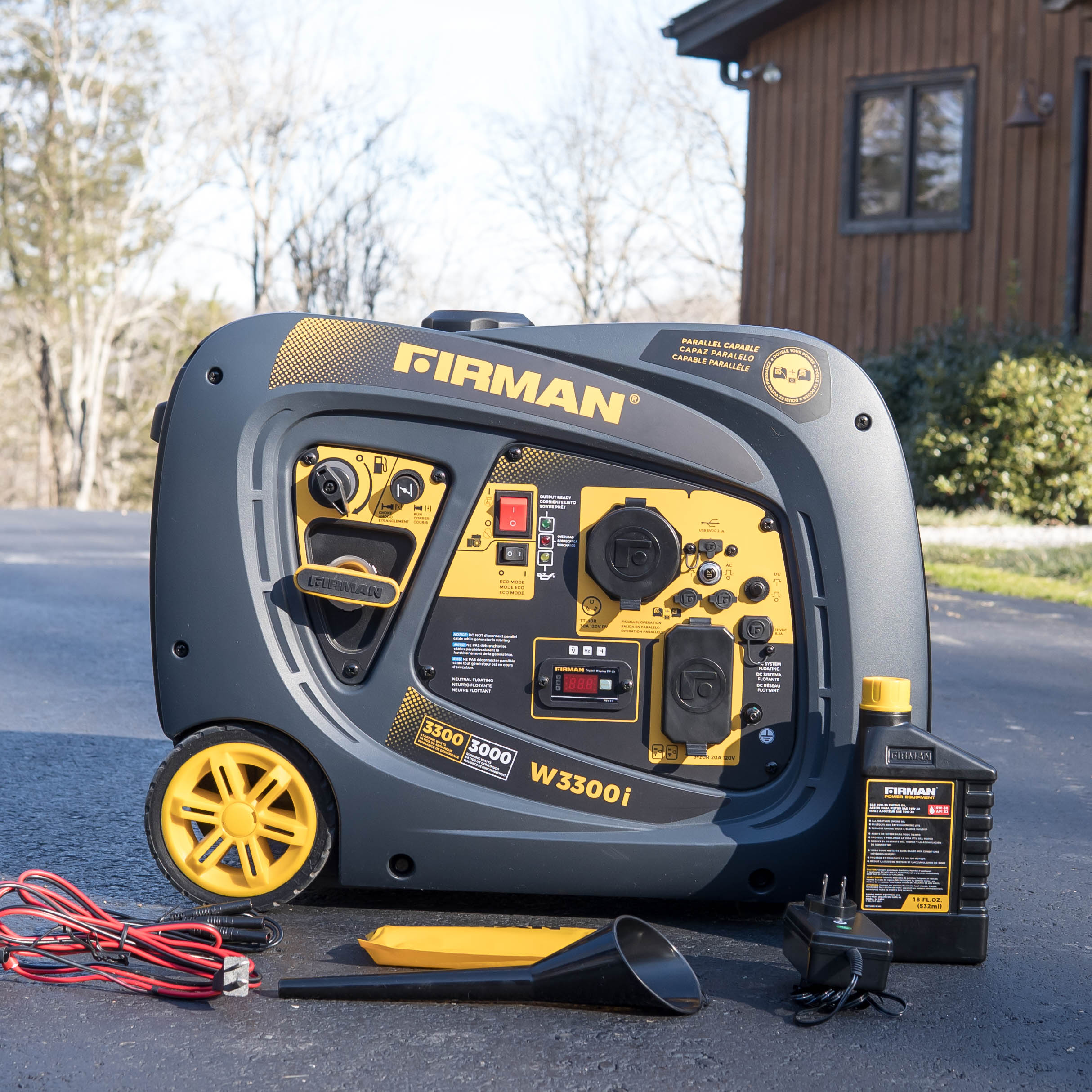 3300W Portable Inverter Gas Generator with Recoil Start - Quiet, Reliable Power for Camping, RV Trips & Emergency Backup