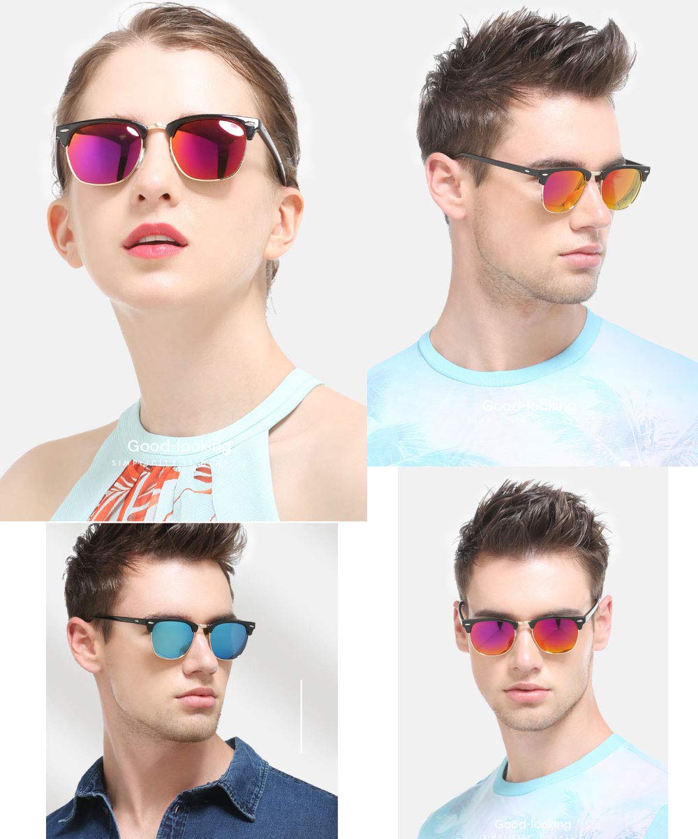 Dollger Polarized Browline Sunglasses - Classic Semi-Rimless Retro Frame for Men & Women - UV400 Protection - Perfect for Driving, Outdoor Sports & Fashion Accessories