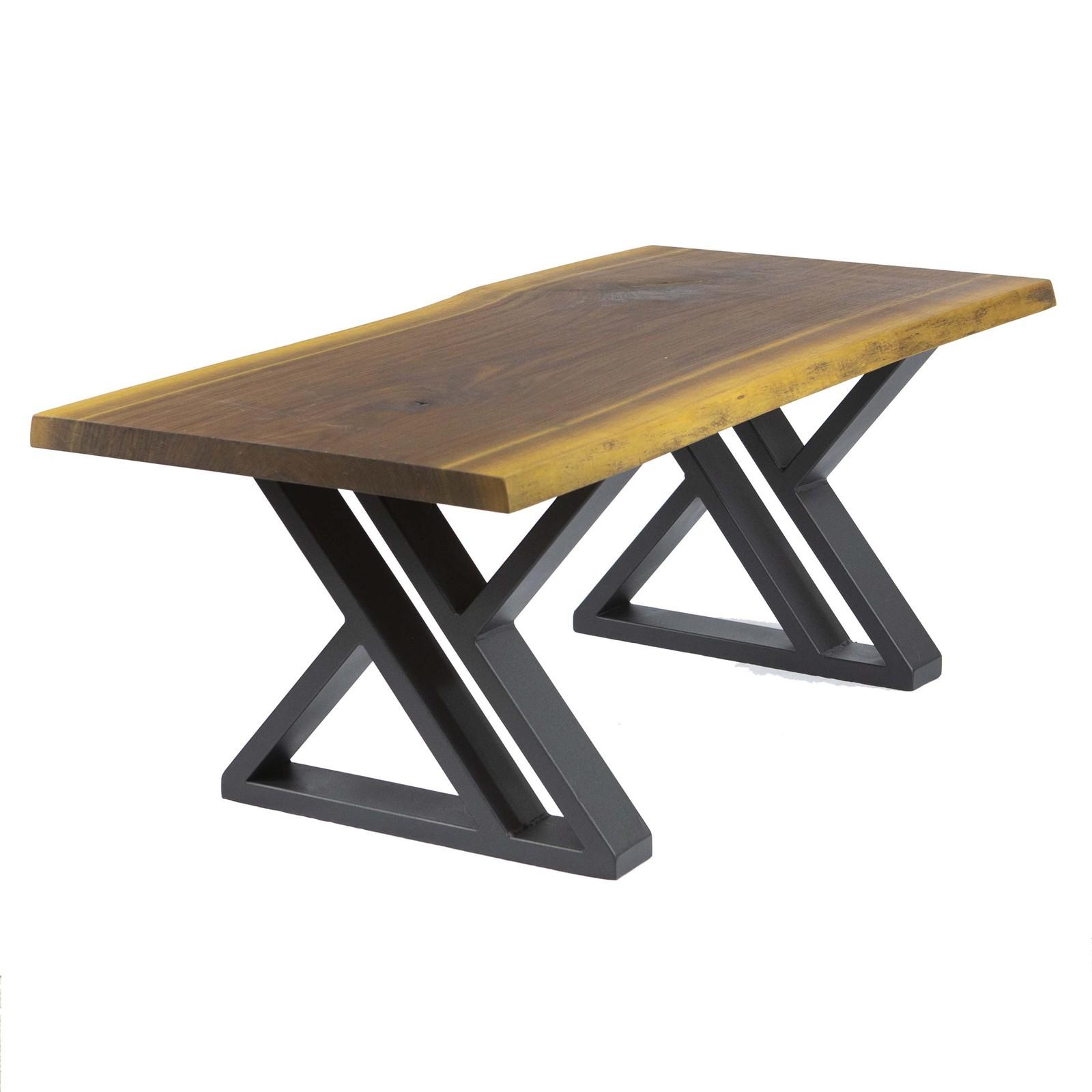Black Powder Coated SS1120 Double Z Coffee Table Legs - 1 Pair Set for Modern Living Room Furniture & DIY Projects
