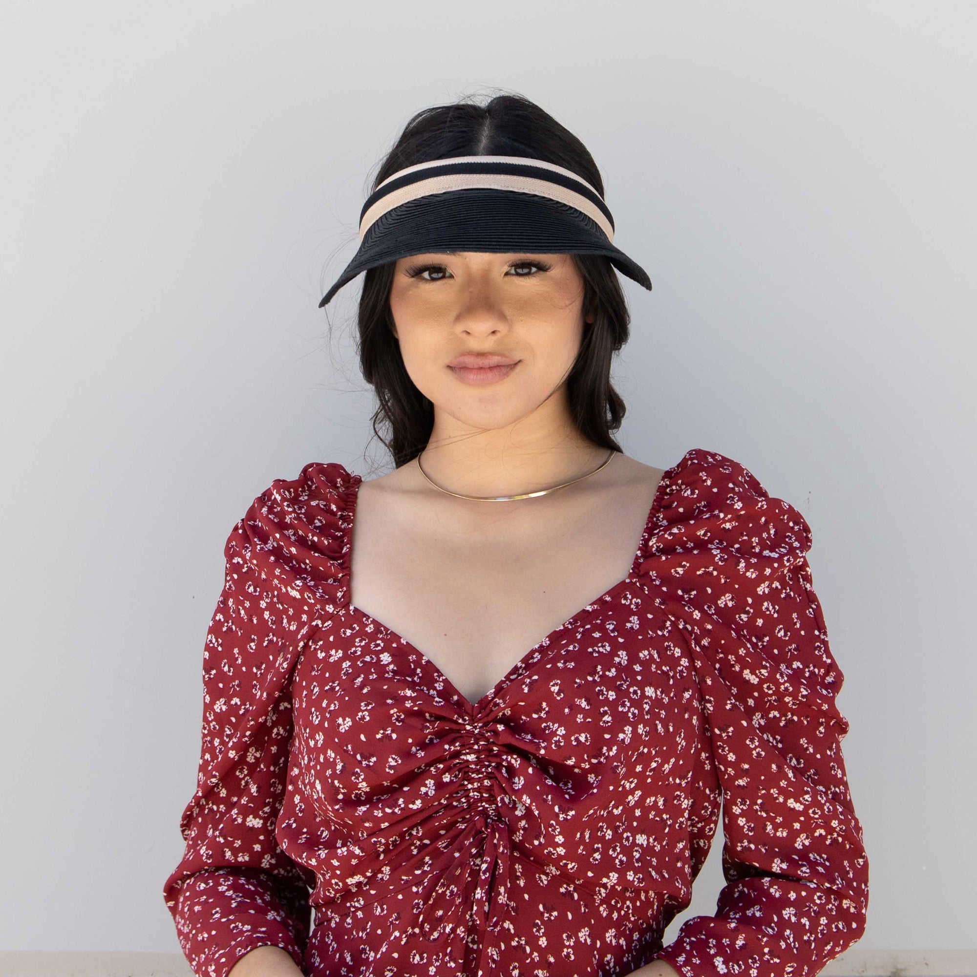 Women's Adjustable Clip-On Sun Visor Hat - UV Protection & Breathable Striped Design for Outdoor, Golf, Beach & Driving