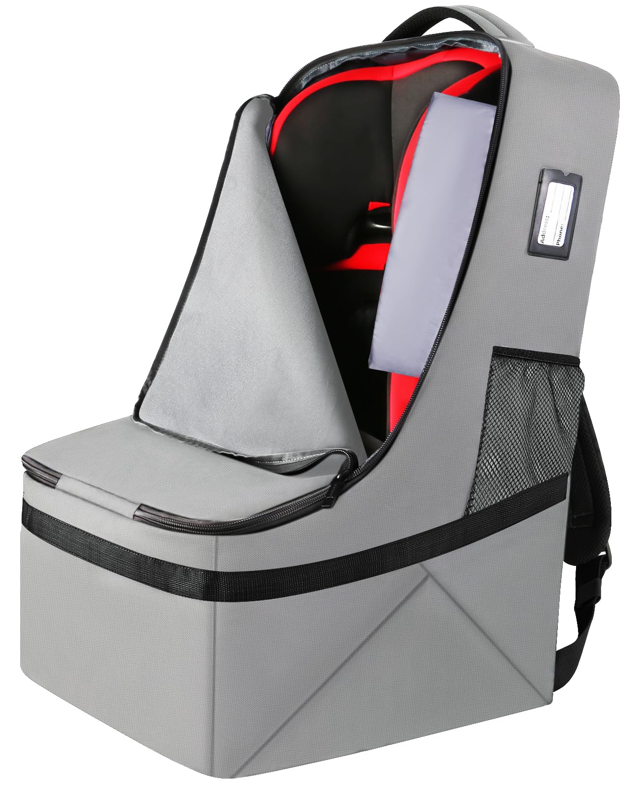 YOREPEK Padded Car Seat Travel Bag - Airplane Approved Car Seat Cover for Baby, Portable Car Seat Carrier Backpack for Air Travel & Airport Use - Grey - Perfect for Family Vacations & Business Trips