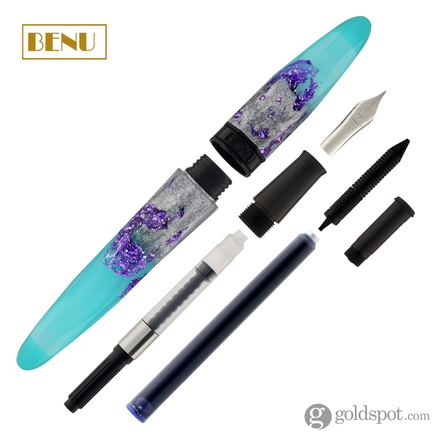 Benu Briolette Fountain Pen - Luminous Lagoon Color, Premium Writing Instrument for Calligraphy, Journaling & Gifts | Elegant Design for Professionals & Collectors