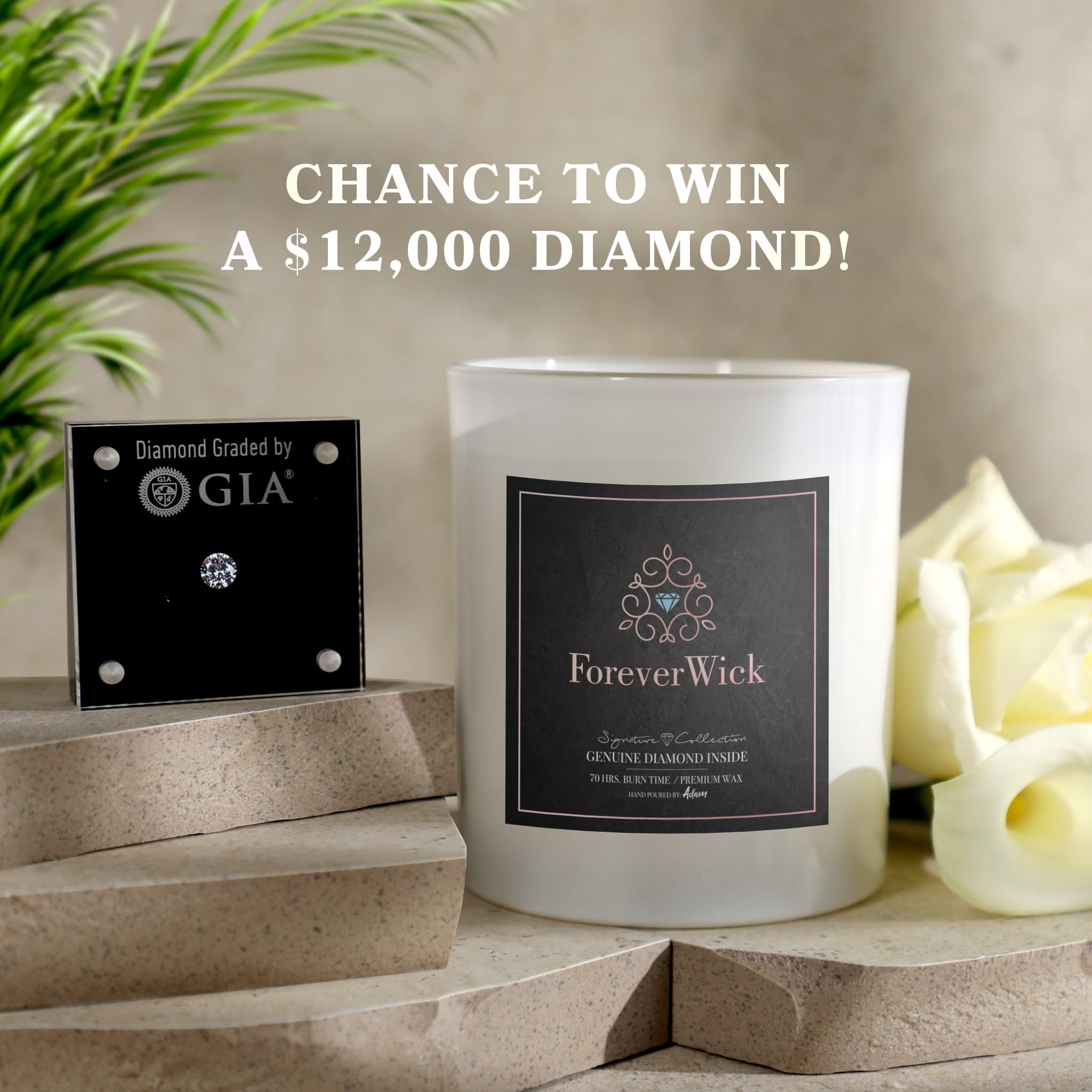 ForeverWick Surprise Candle with Real Diamond Inside - 14oz Scented Soy Candle Gift for Women, Anniversary & Romantic Occasions | All-Natural Organic Wax, 70-Hour Burn Time | Perfect for Birthday Gifts, Valentine's Day & Home Decor