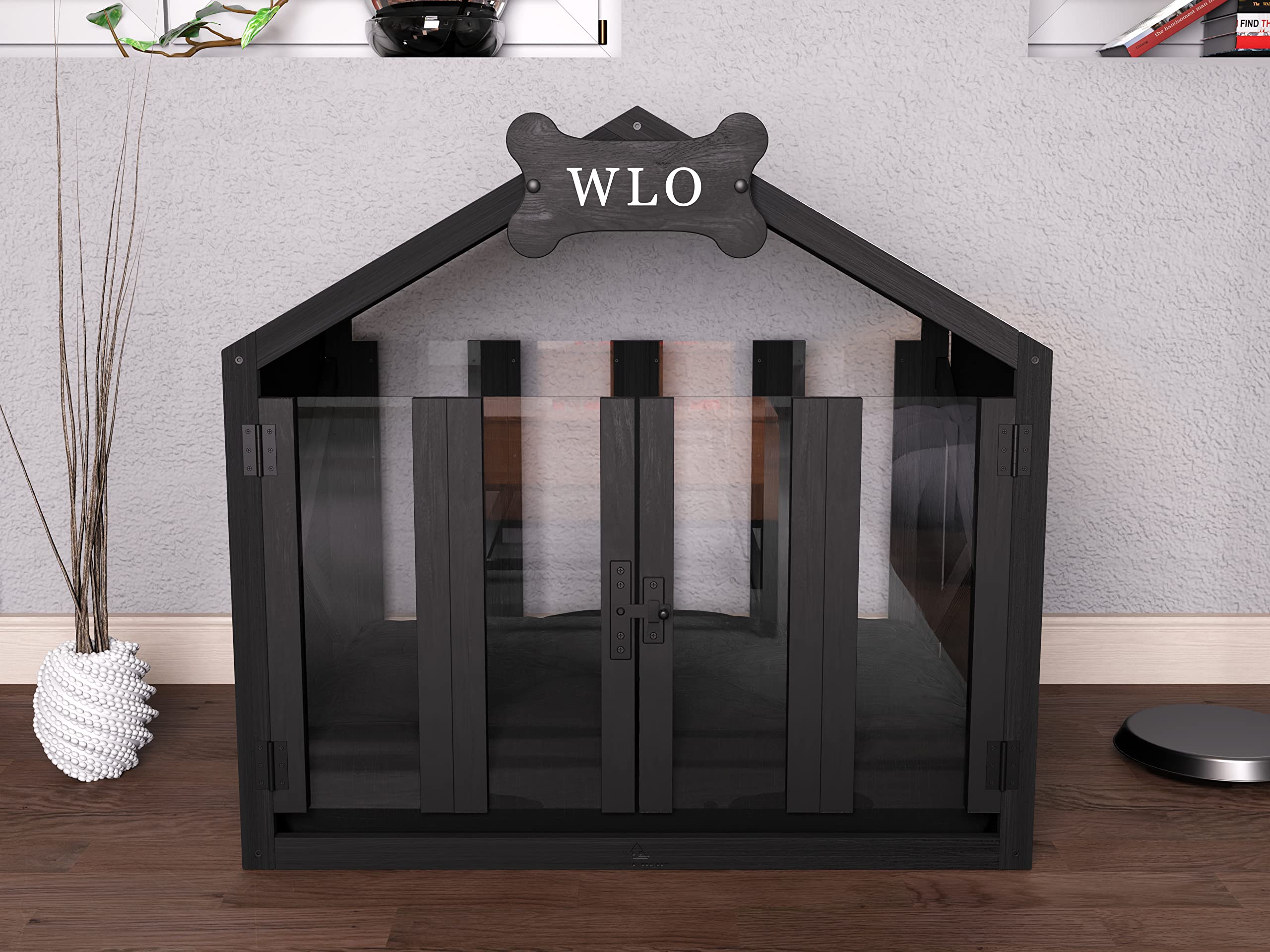 Premium Solid Pine Wood Dog House - Weatherproof Outdoor Pet Shelter for Dogs & Cats - Cozy Wooden Pet Bed for Patio, Backyard & Garden Use
