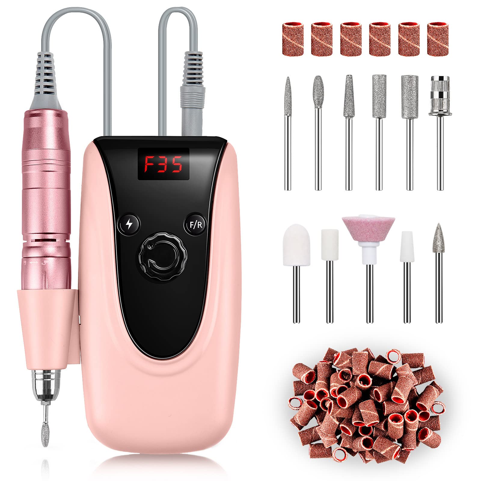 Professional 35000 RPM Rechargeable Electric Nail Drill Machine - Efile Kit with 6 Drill Bits for Acrylic & Gel Nails | Salon & Home Manicure Use | Perfect for Nail Art, Extensions & Pedicures