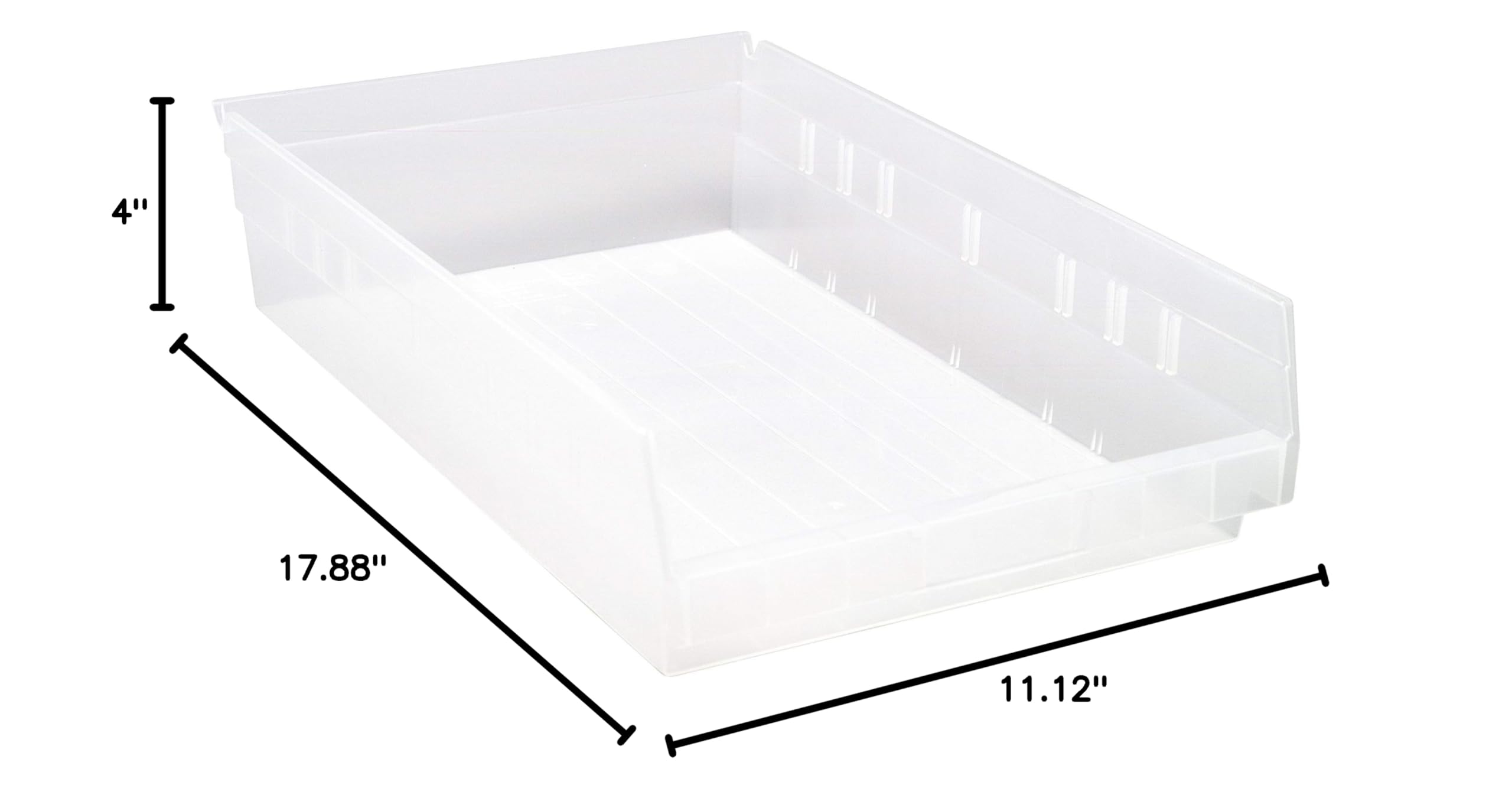 QUANTUM STORAGE SYSTEMS K-QSB110CL-2 2-Pack Clear Plastic Shelf Bin Storage Containers, 17-7/8
