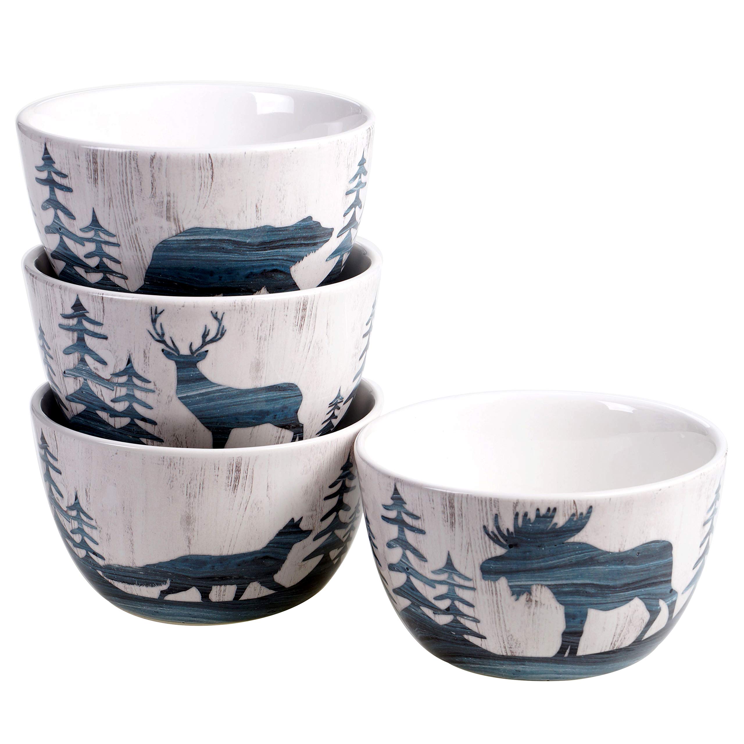 Certified International Fluidity Lodge 16-Piece Dinnerware Set for 4 - Elegant Stoneware Plates, Bowls & Mugs - Perfect for Family Dinners, Holiday Entertaining & Everyday Use