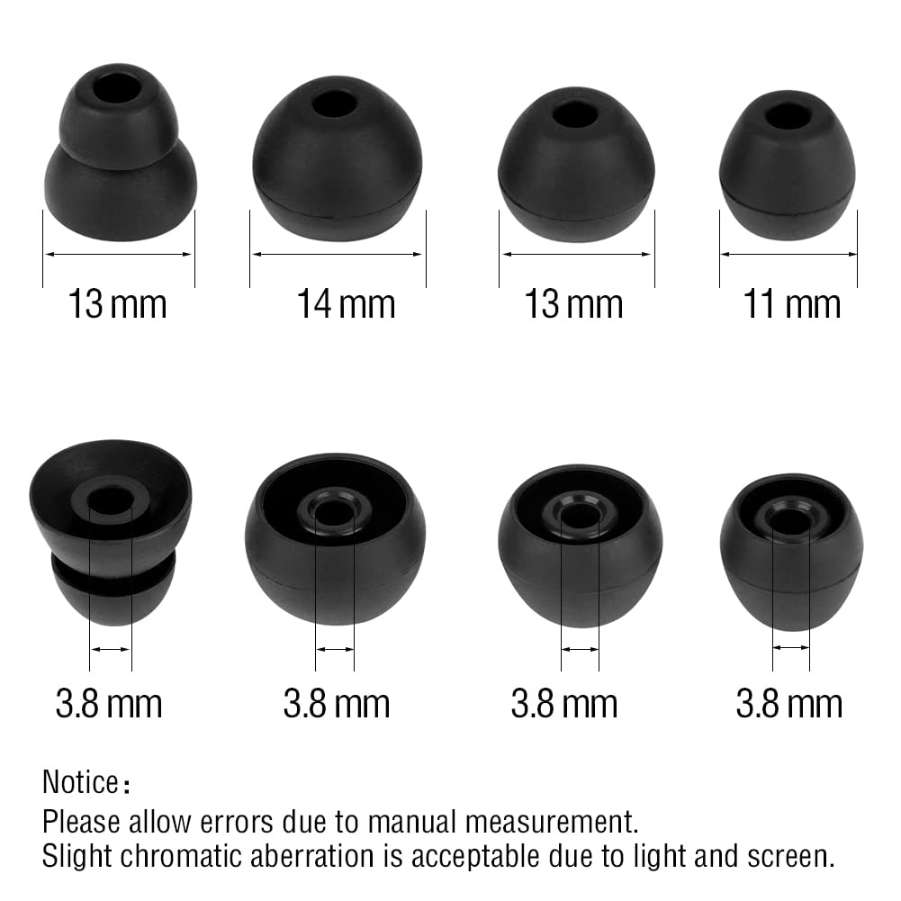 Powerbeats Pro Replacement Eartips - 4 Pairs Black Silicone Ear Bud Tips for Beats Wireless Headphones | Noise Isolation, Comfort Fit for Workouts, Running & Gym Use