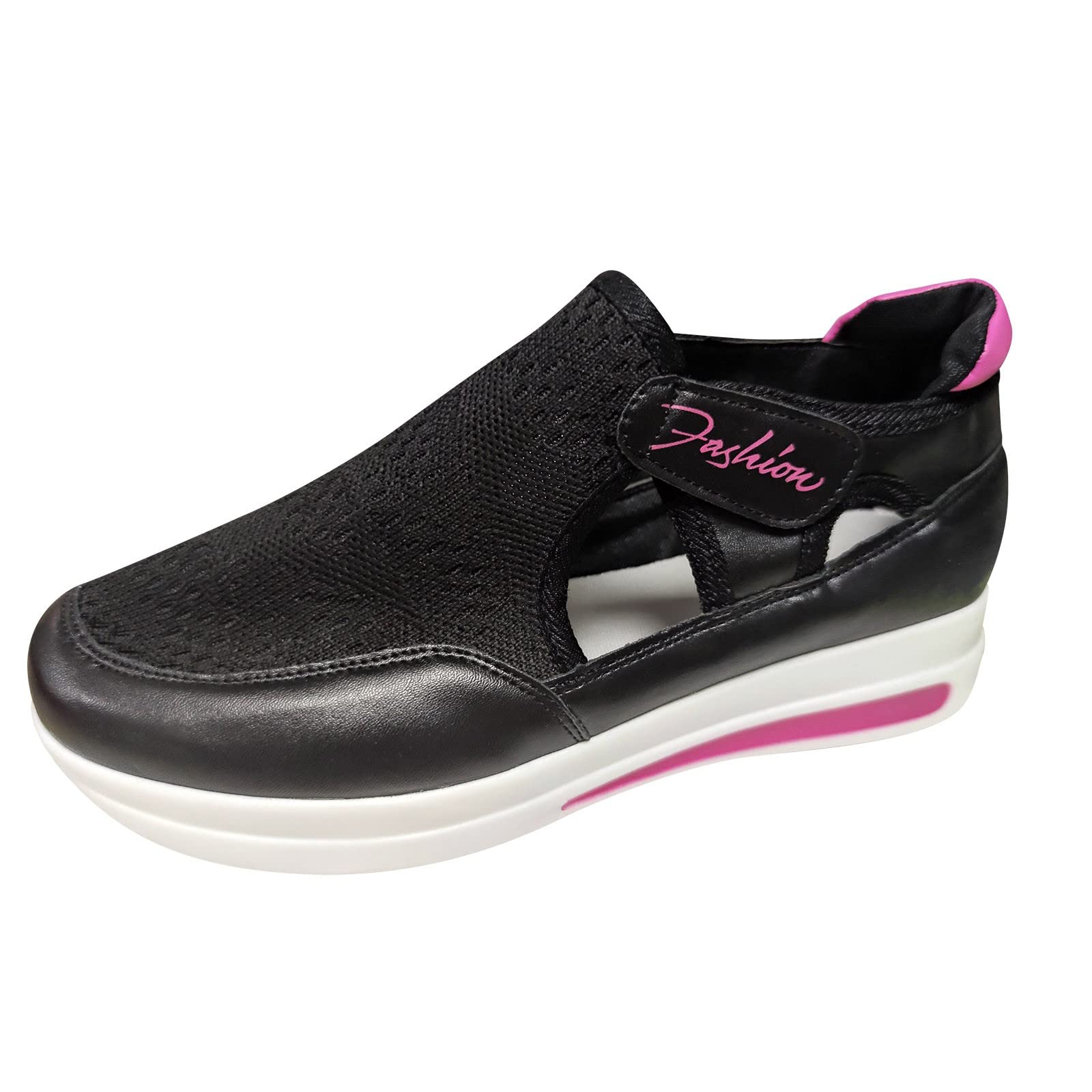 Breathable Mesh Women's Casual Sneakers with Hook Loop & Thick Sole - Comfortable Flat Heel Shoes for Walking, Running & Everyday Wear
