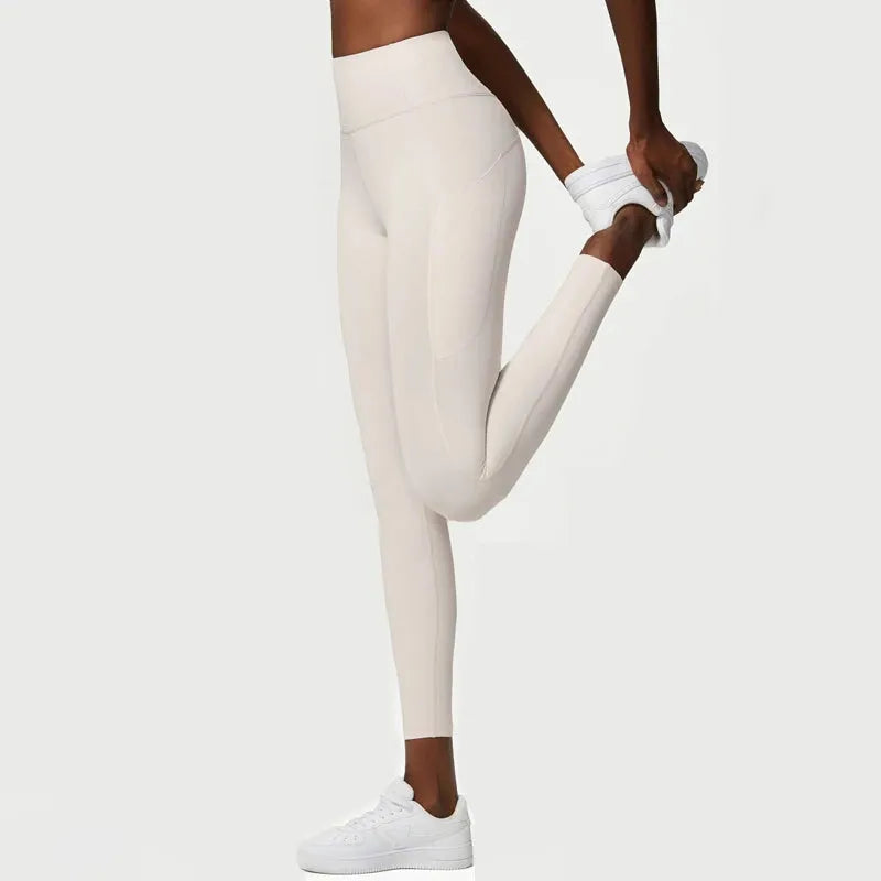 Women's High Waist Yoga Pants with Pockets - Soft Nylon Slim Fit Leggings for Gym, Running & Outdoor Activities - Comfortable Workout Tights for Women