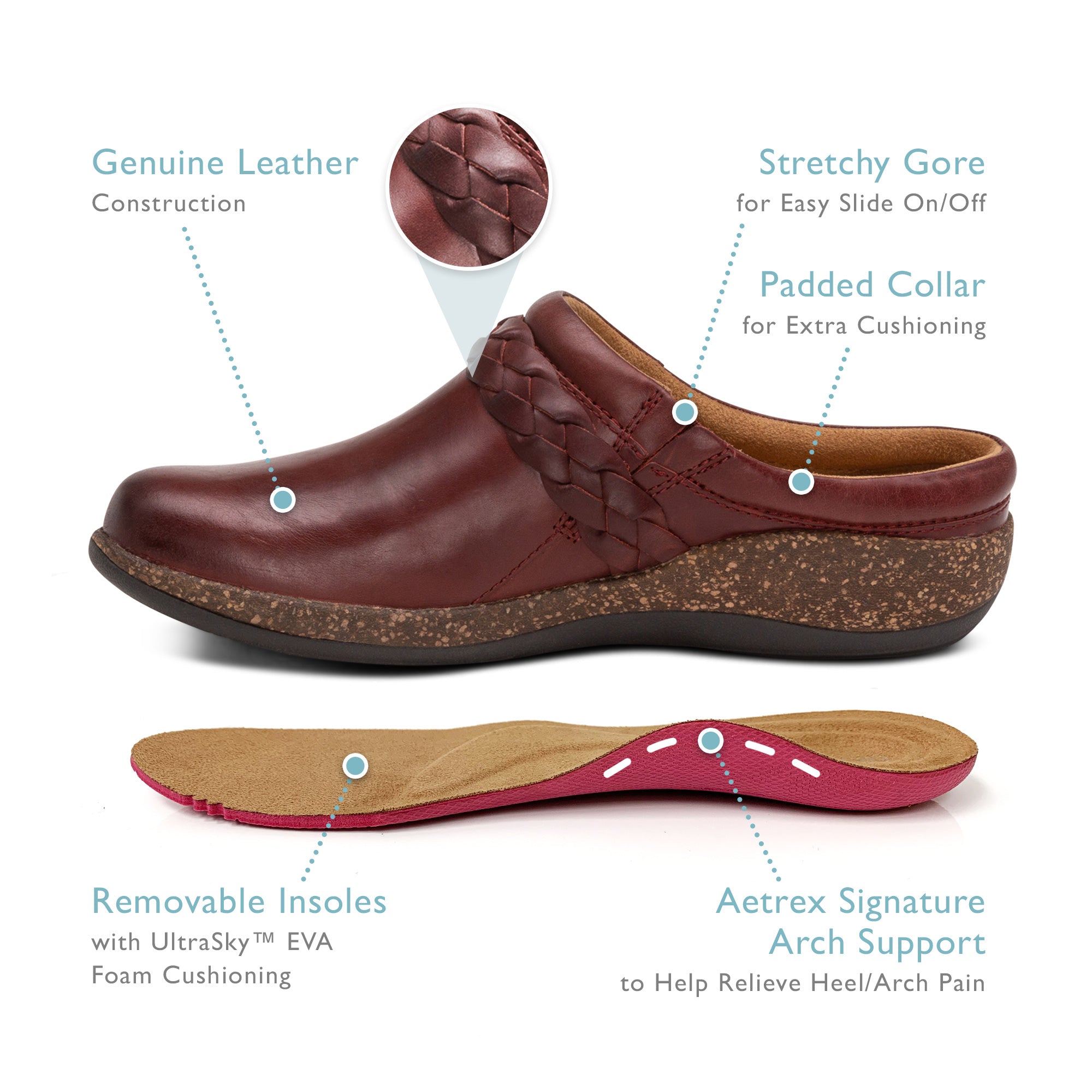 AETREX LIBBY Comfort Clogs for Women - Slip-Resistant, Cushioned Support for Nurses, Chefs & Healthcare Workers