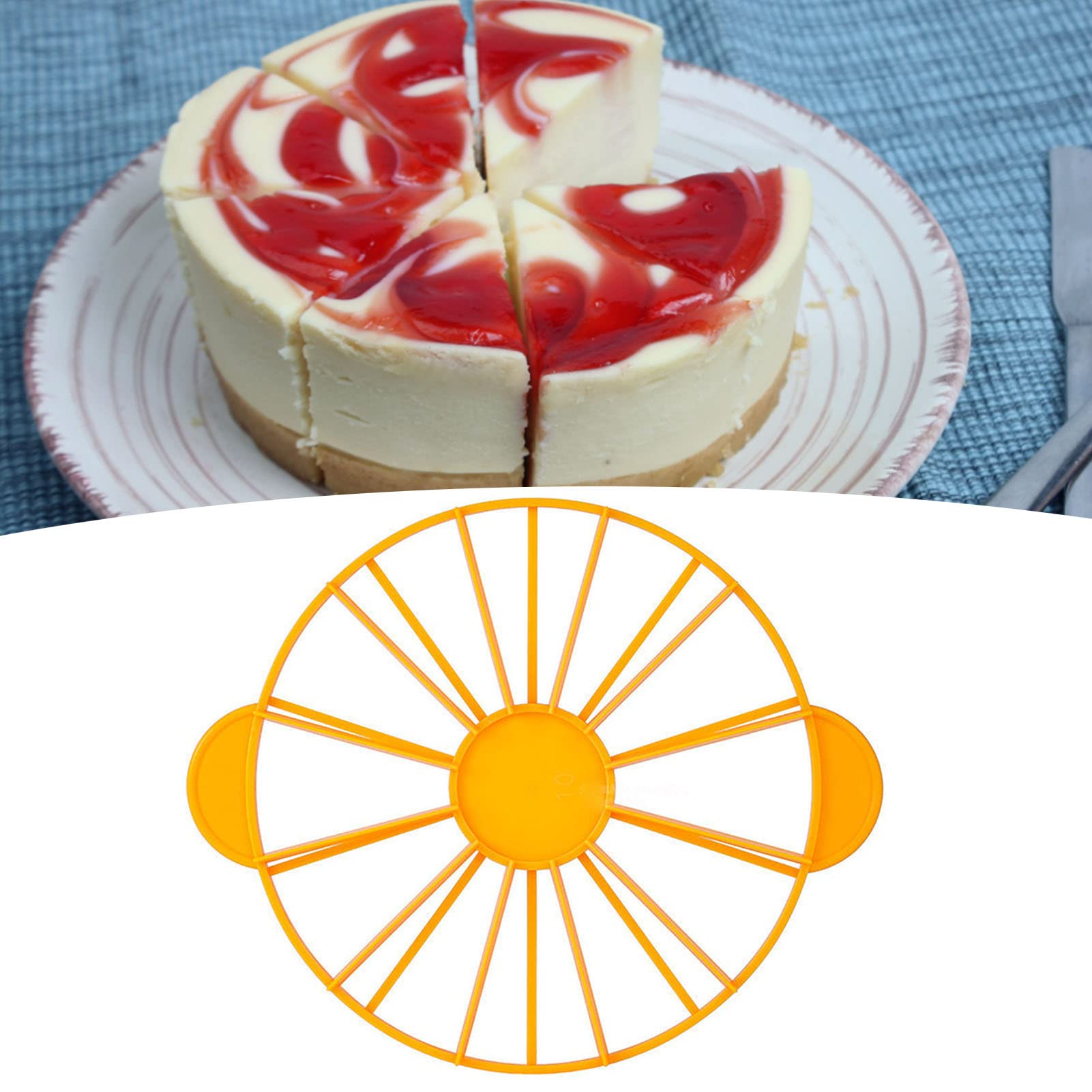 Premium Cake Portion Marker - 10/12 Piece Round Cake Divider Tool, Food Grade Bread Slicer & Cake Slicing Fixator (Yellow, 126g/4.4oz) - Perfect for Birthday Cakes, Wedding Desserts & Baking Measurements