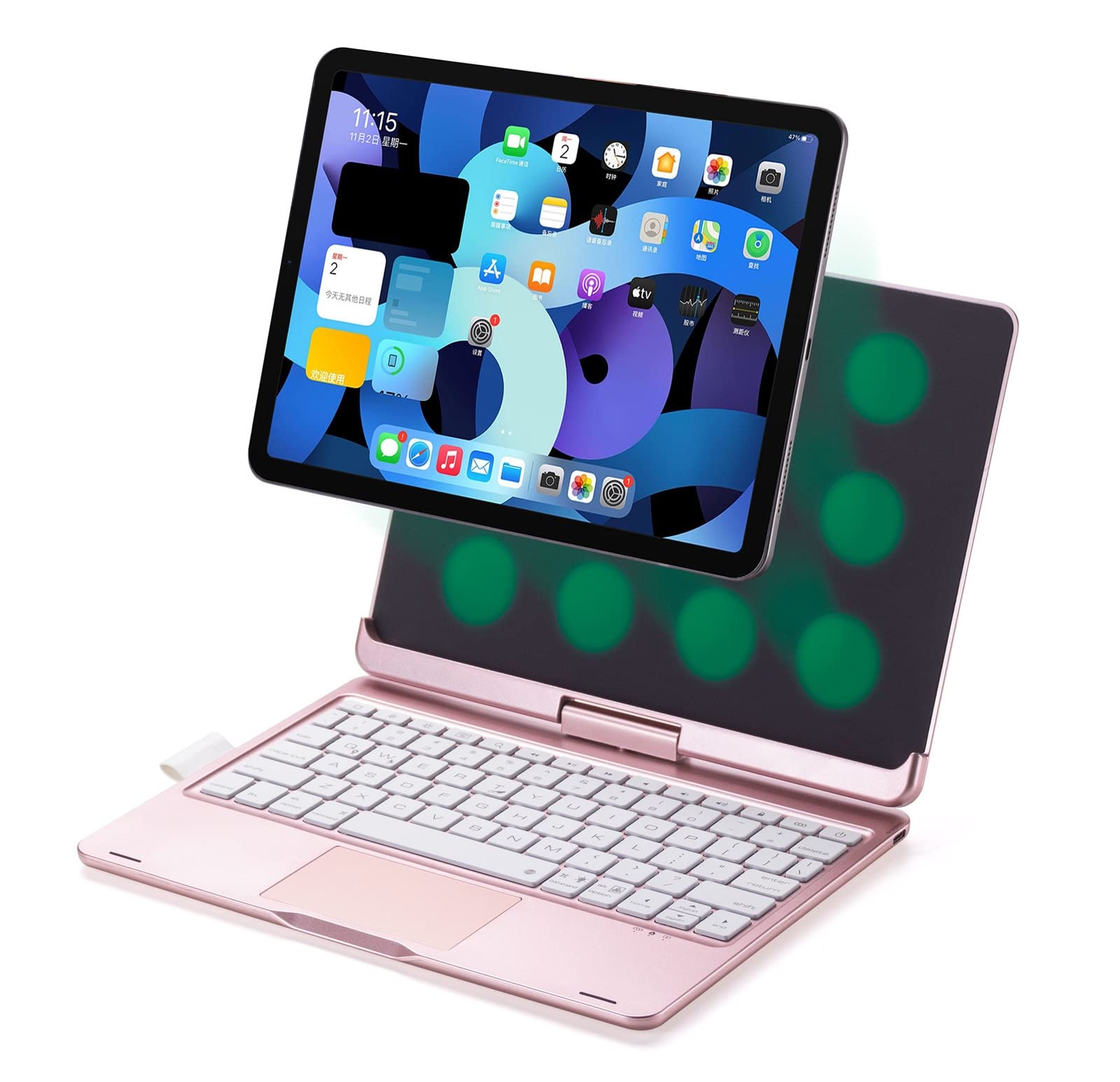Magnetic Backlit Keyboard Case for iPad Air 5th/4th Gen & iPad Pro 11-inch 3rd/2nd Gen - 360° Rotating Foldable Design with Touchpad (Rose Gold) | Perfect for Work, Study & Travel