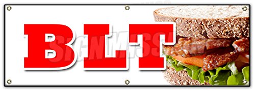 72 Inch BLT Banner Sign - Bacon Lettuce Tomato Sandwich & Drink Specials - Perfect for Restaurants, Diners & Sandwich Shops - Promotional Signage for Tuna Salad & Deli Specials