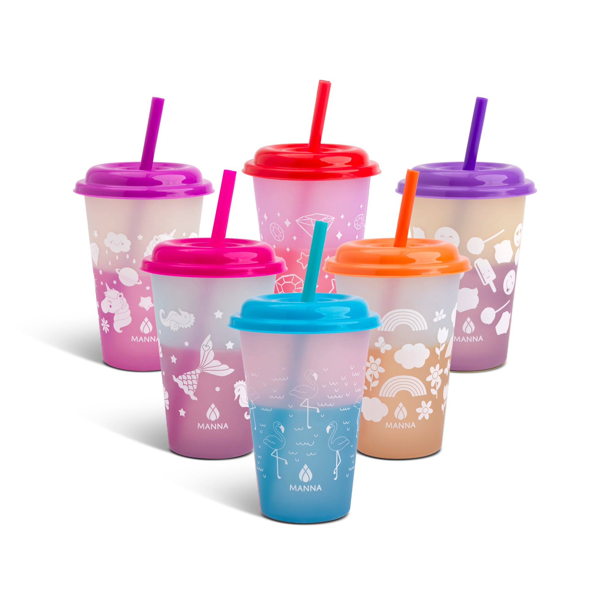 6-Piece Color Changing Cup Set for Kids & Tweens - Fun & Interactive Drinking Cups for Home, School, and Parties