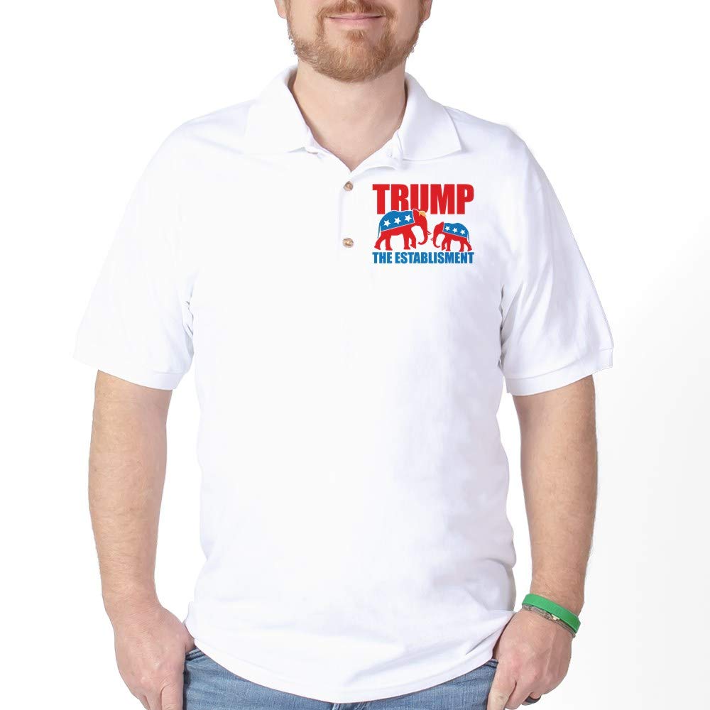 Trump The Establishment Golf Shirt - Funny Political Golf Polo for Men - Perfect for Golf Outings, Conservative Events & Patriotic Gatherings