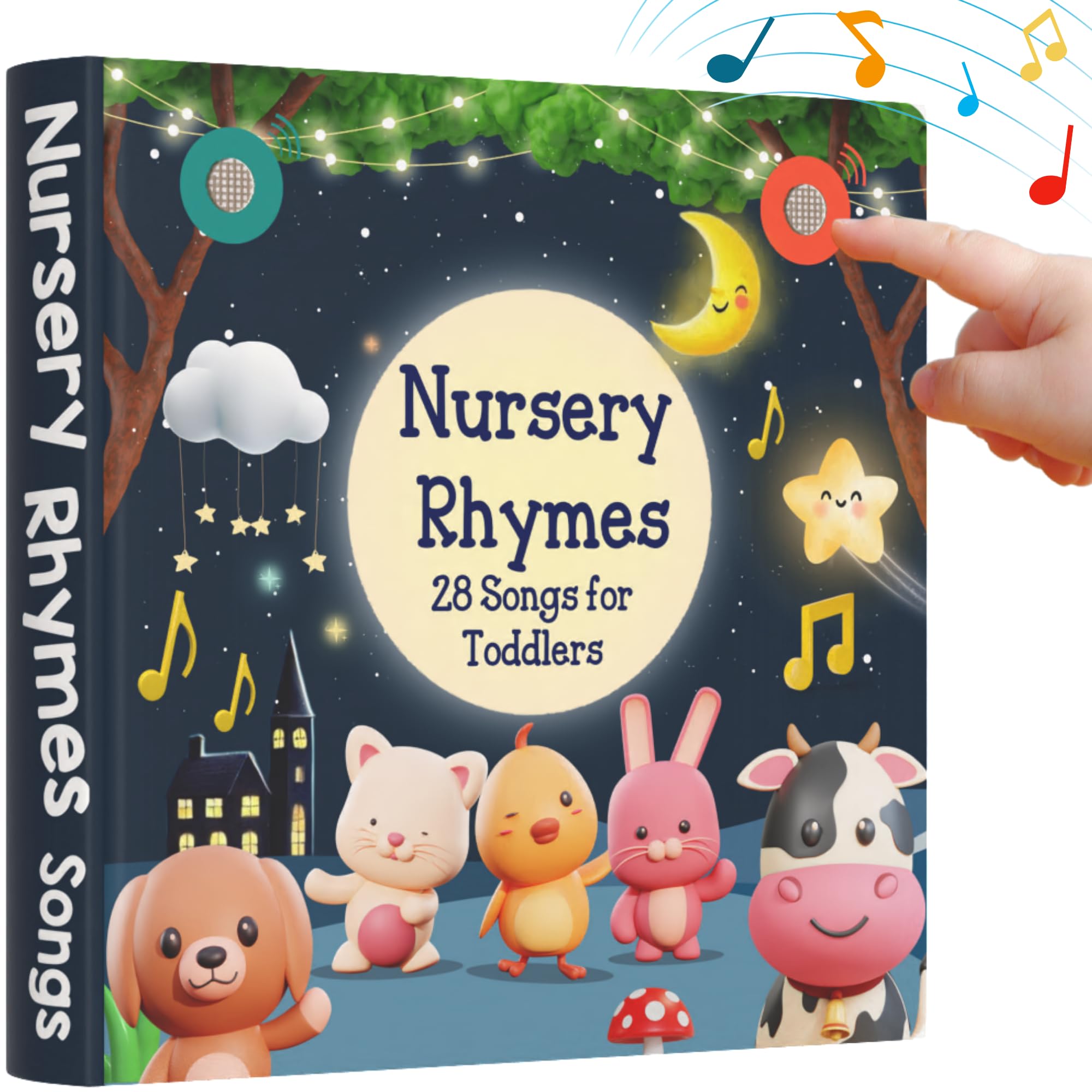 LEARNING BUGS Nursery Rhymes Musical Book - 28-Button Interactive Sound Book with Favorite Children's Songs | Toddler Educational Toy (1-3 Years) | Perfect for Bedtime, Playtime & Early Learning