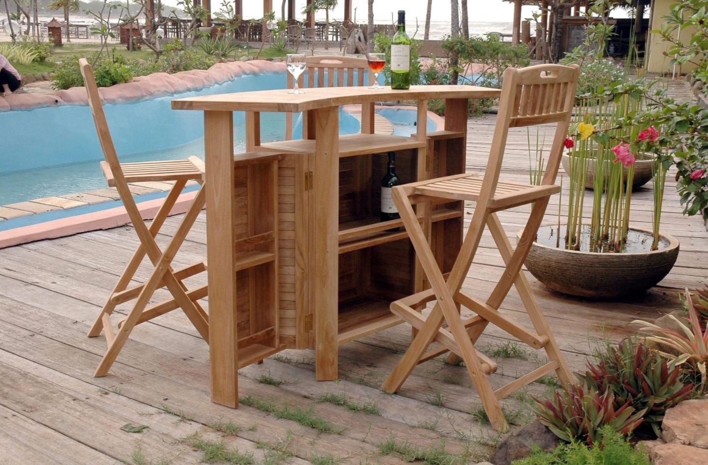 Anderson Teak Altavista 5-Piece Outdoor Bar Set with 20