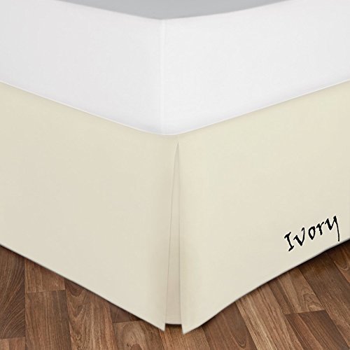 600 Thread Count 1-Piece Bed Skirt - 7 Inch Drop, Super Soft 100% Egyptian Cotton, Queen Size Ivory - Perfect for Bedroom Decor & Luxury Hotel Style Bedding