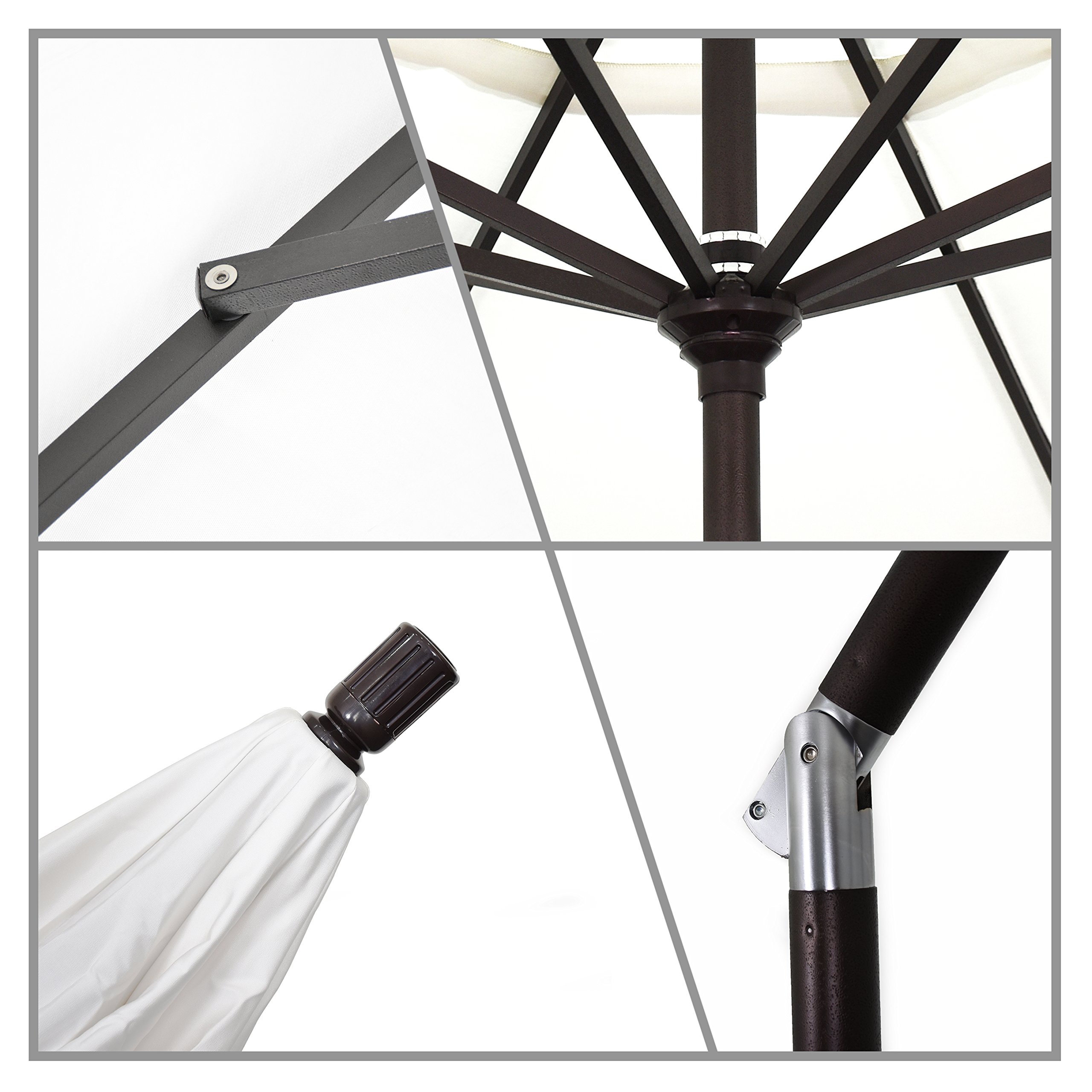 11' Aluminum Market Umbrella - Crank Lift & Tilt - Sunbrella Tuscan for Outdoor Dining