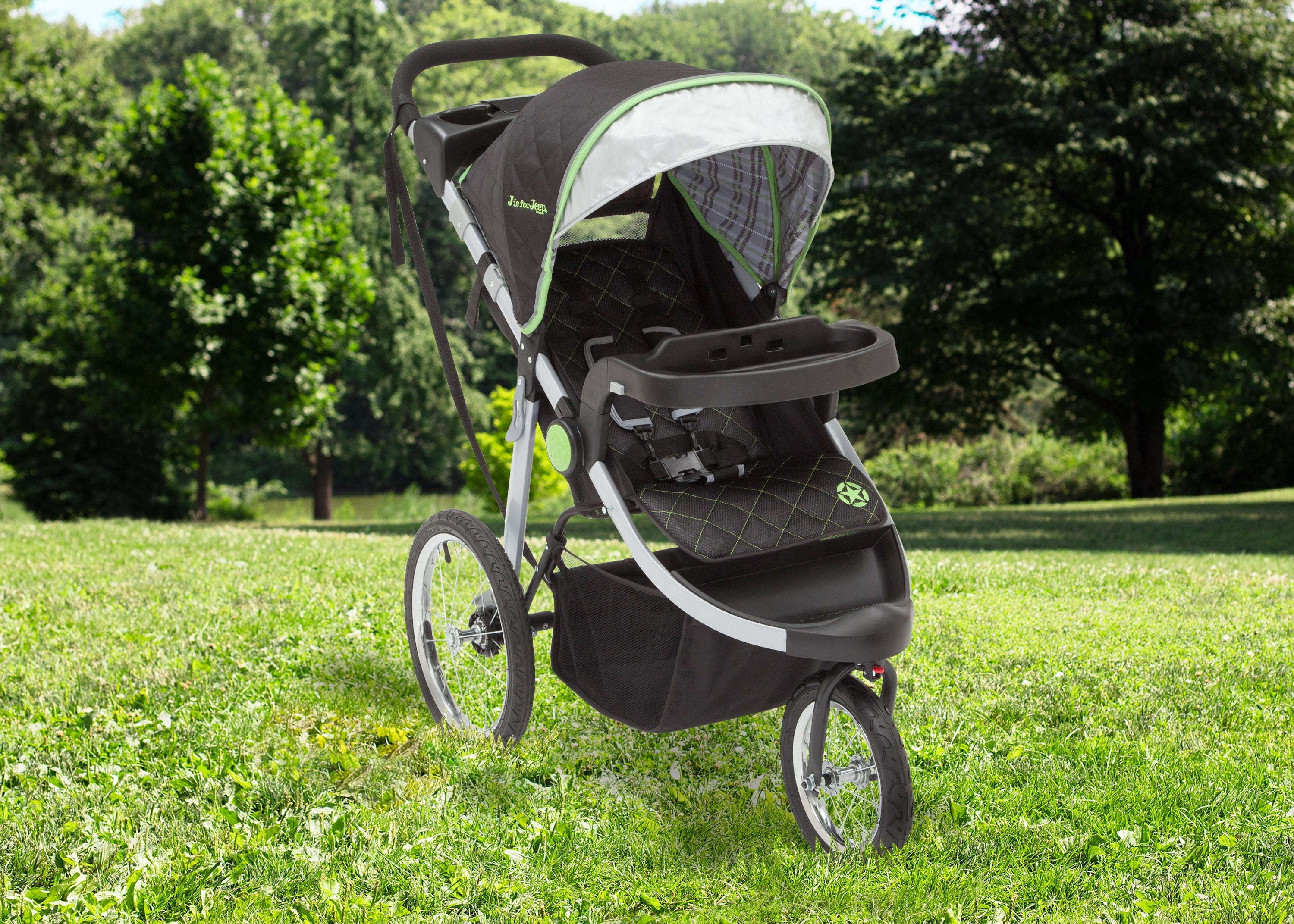 J is for Jeep® Brand All-Terrain Jogging Stroller for Cross-Country Running - Perfect for Outdoor Adventures, Trail Jogging & Family Walks