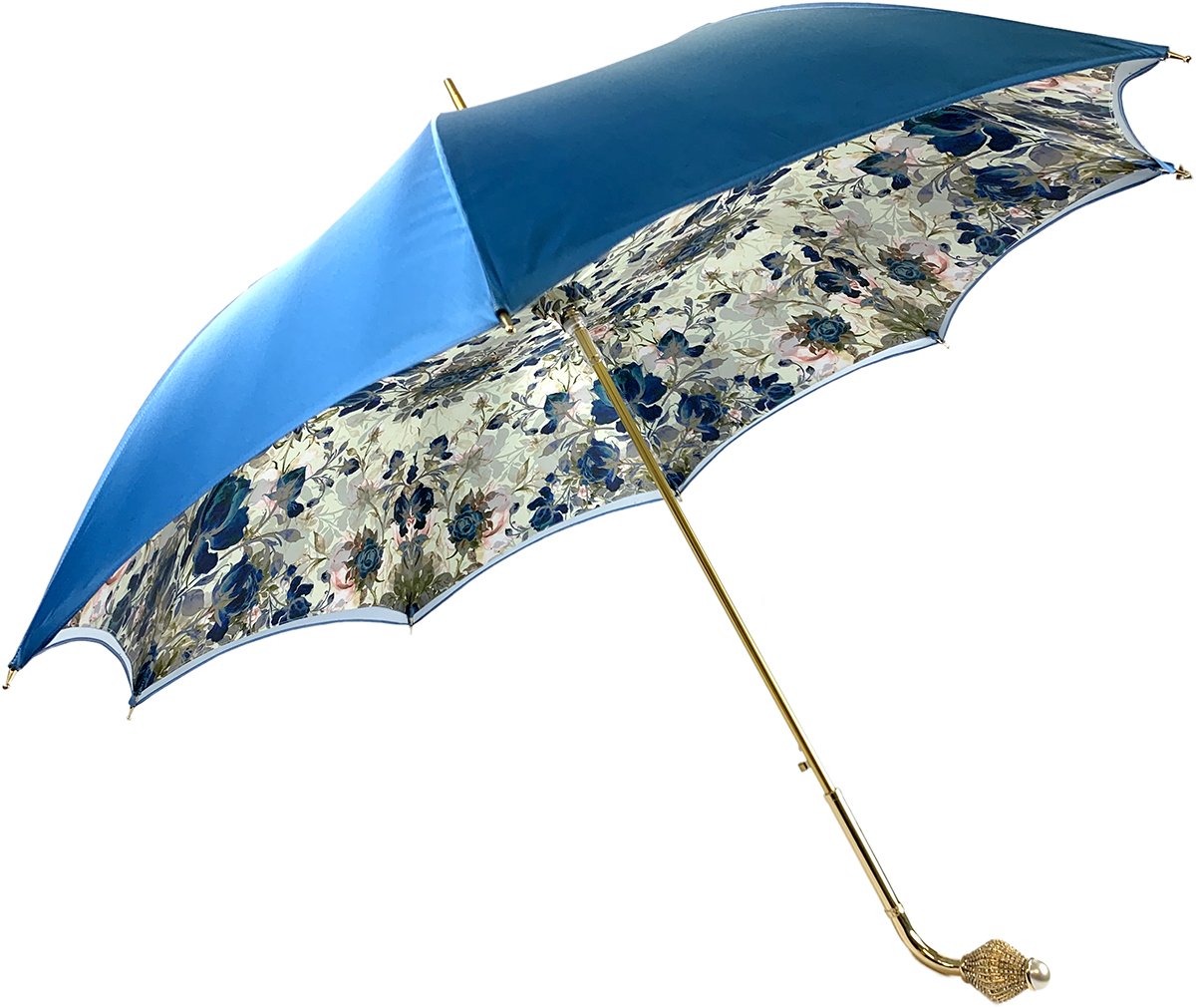 Light Blue Floral Umbrella with Double Layer Waterproof Fabric - Perfect for Rainy Days, Outdoor Weddings & Fashion Accessories