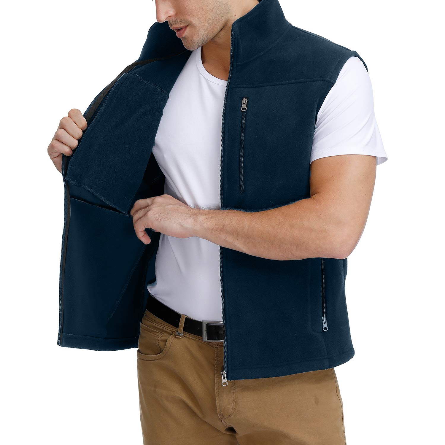 MOHEEN Men's Fleece Vest - Lightweight Full Zip Softshell Sleeveless Jacket with Pockets for Outdoor Hiking, Camping & Casual Wear