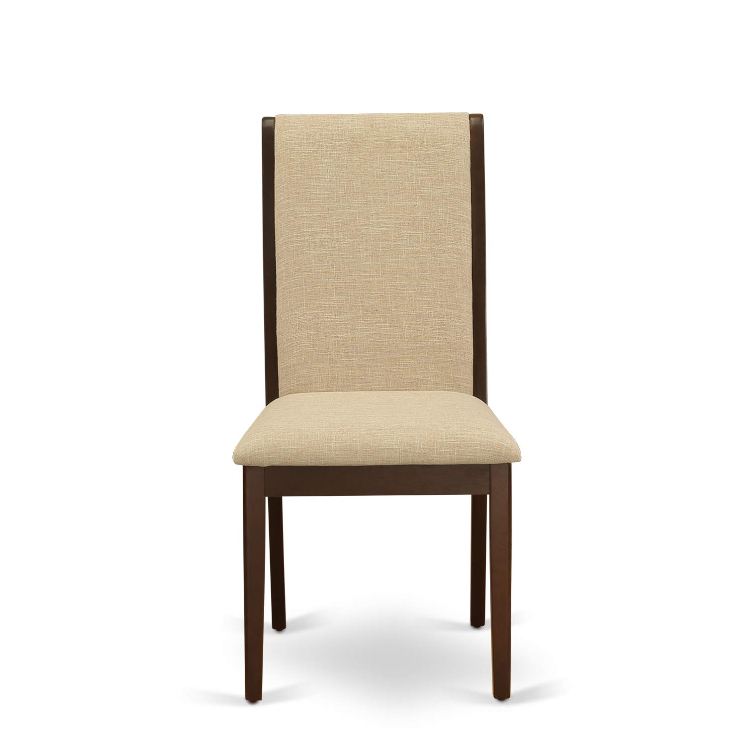 East West Furniture ESLA3-MAH-04 3-Piece Round Kitchen Dining Table Set with Pedestal Base & 2 Linen Parsons Chairs, 30x30 Inch, Mahogany Finish – Perfect for Small Spaces, Breakfast Nooks & Cozy Apartments