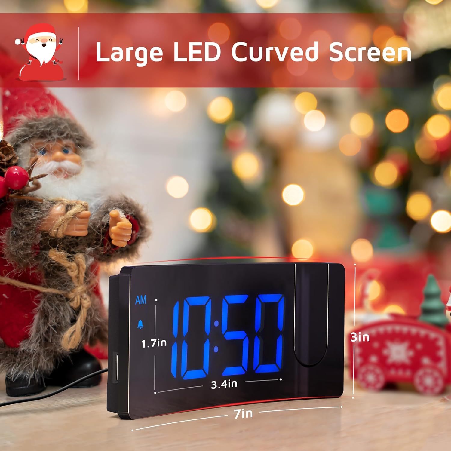 Mpow Projection Alarm Clock with Colorful LED Display - Digital Clock for Bedroom, Home, Office, and Travel Use