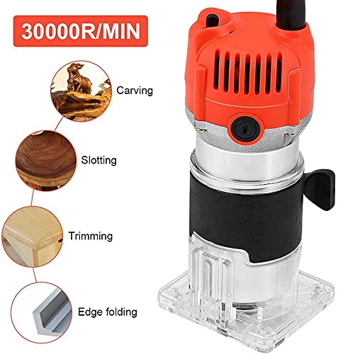 30000RPM Electric Wood Router Tool Kit - Variable Speed Hand Trimmer & Laminator for Woodworking - 110V US Plug - Perfect for DIY Projects, Furniture Making, and Cabinet Trimming