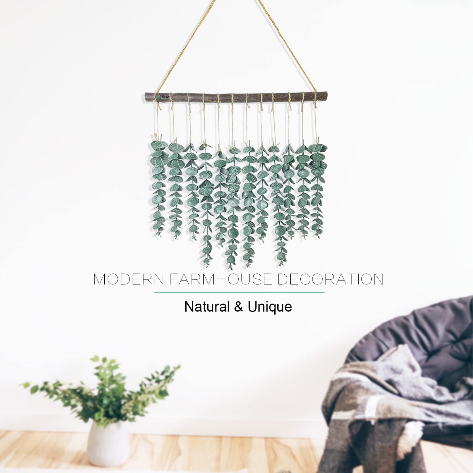 Artificial Eucalyptus Wall Hanging - Boho Home Decor for Bathroom & Living Room