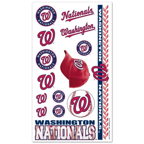 Wincraft MLB Washington Nationals Temporary Tattoos 14767012 - Fun Fan Gear for Baseball Games, Parties & Sports Events
