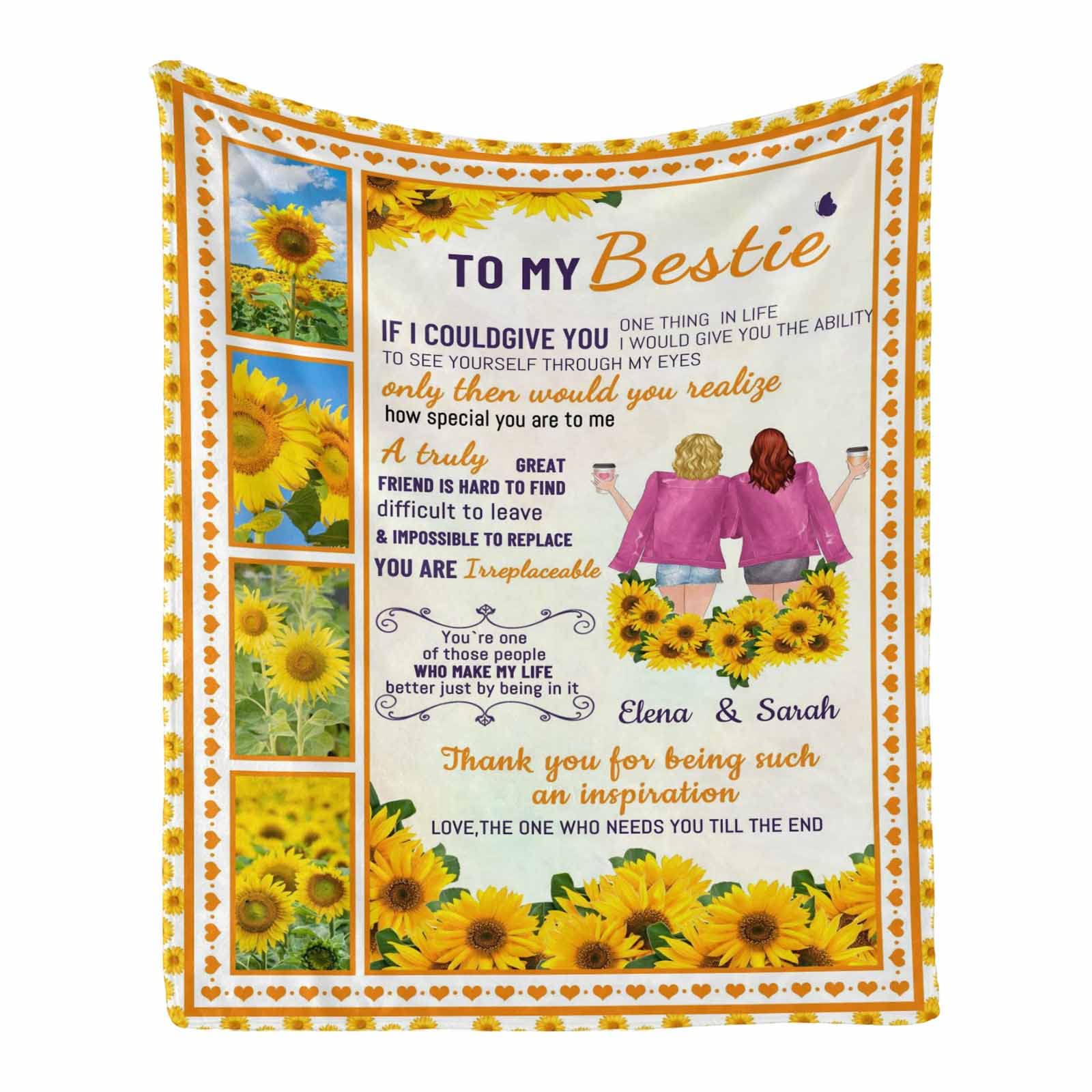Bestie Blanket Gift - Cozy Sister Birthday Present, Friendship Blanket for Best Friend, Soft Throw for Bed, Sofa & Couch - Perfect for Movie Nights, Sleepovers & Relaxation