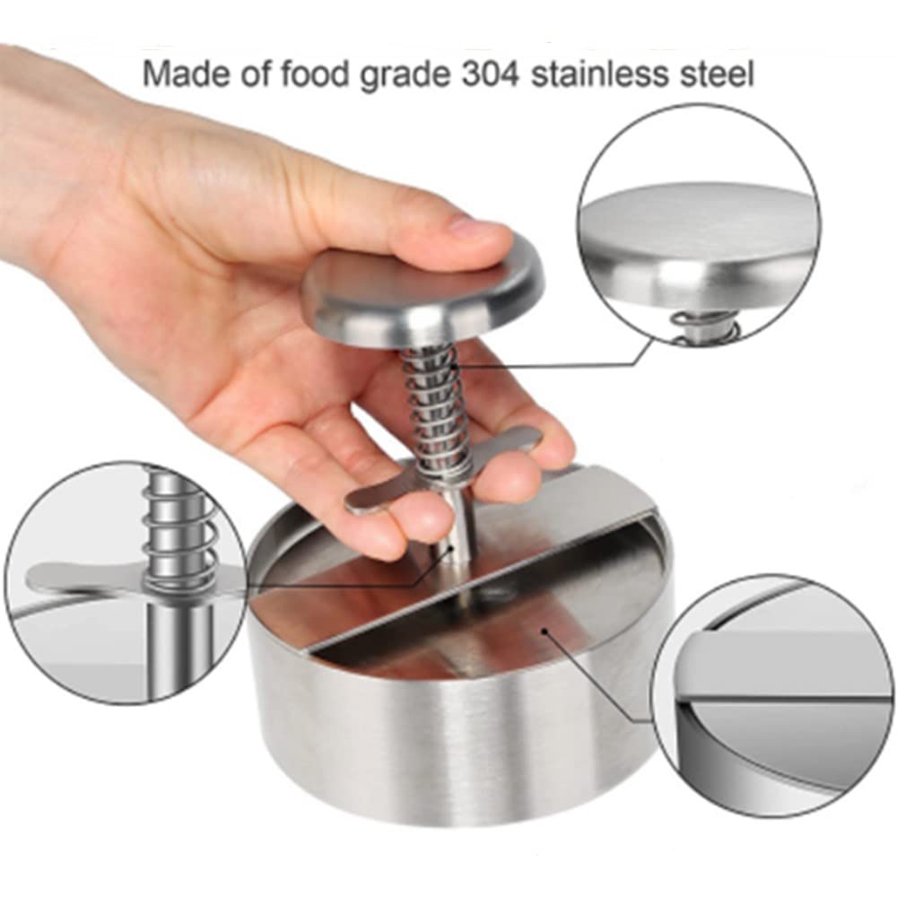 Oukeyi Adjustable Stainless Steel Burger Press - Non-Stick Hamburger Patty Maker for Beef, Veggie & BBQ - Perfect for Grilling, Backyard Cookouts & Restaurant Use