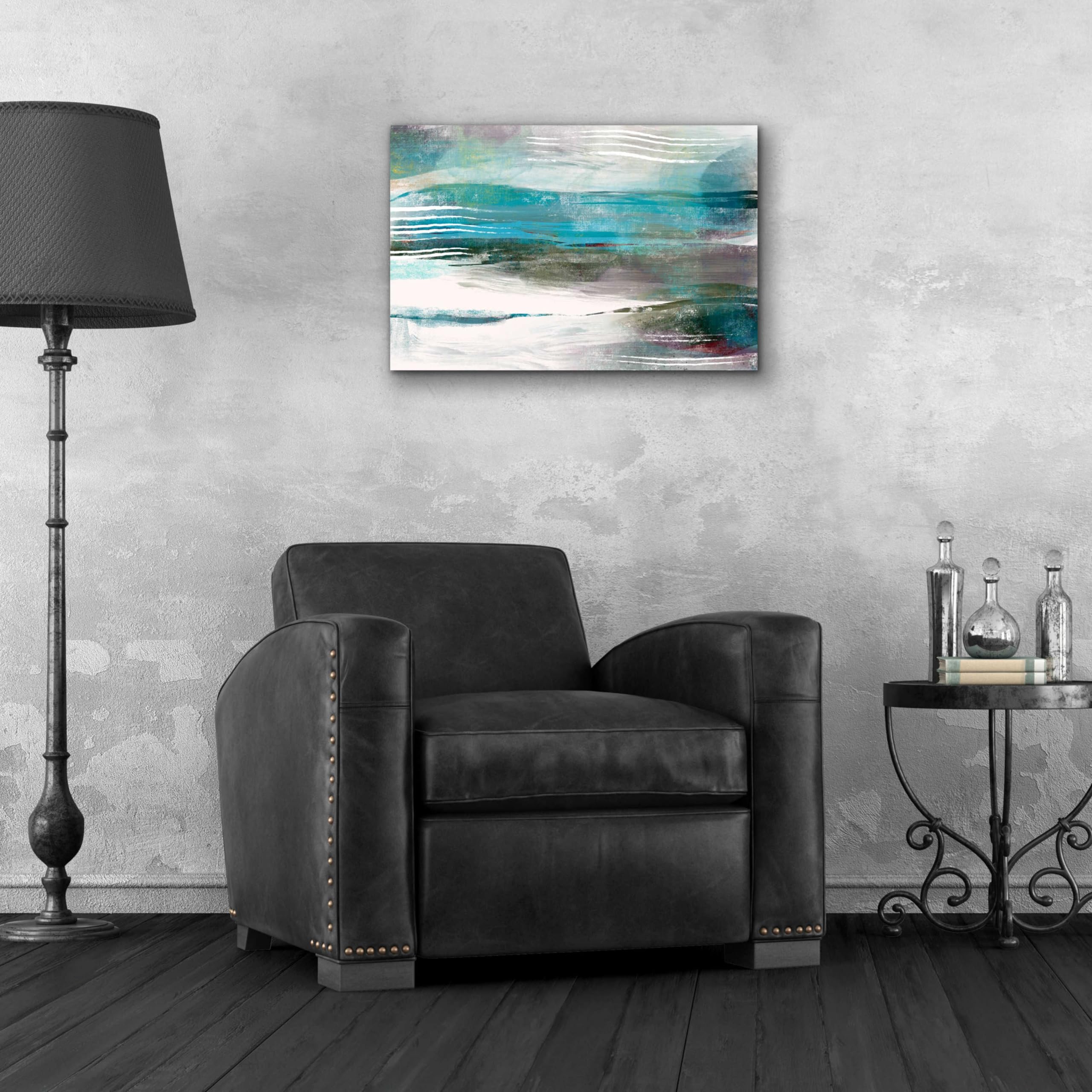 Delores Naskrent 'Water Flow' Acrylic Glass Wall Art - 24x16 Inches Modern Abstract Painting for Living Room, Bedroom & Office Decor