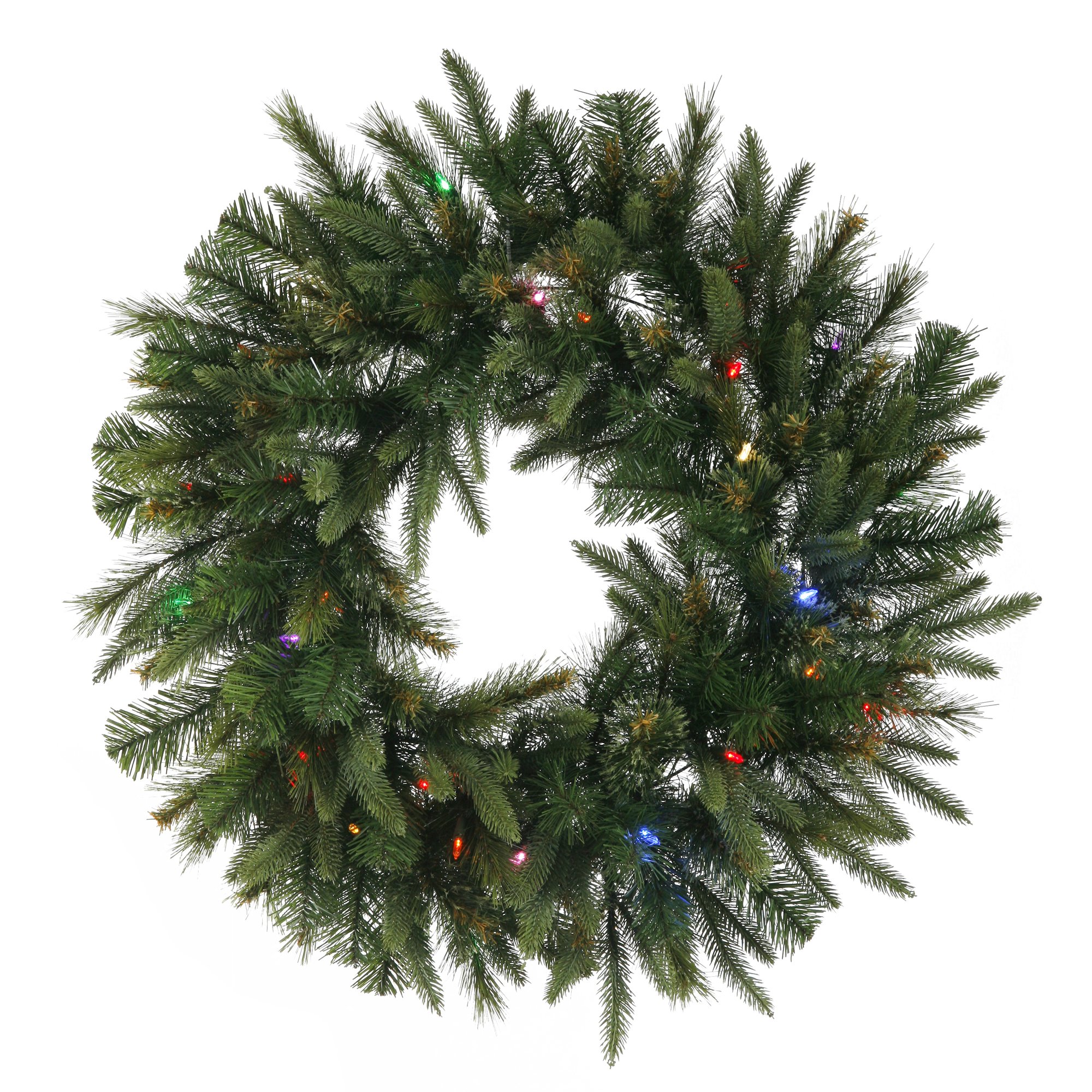 Vickerman 30 Inch Premium Cashmere Christmas Wreath with Multi-Color LED Lights & Built-in Timer - Holiday Home Decor for Door, Wall, and Fireplace Mantel