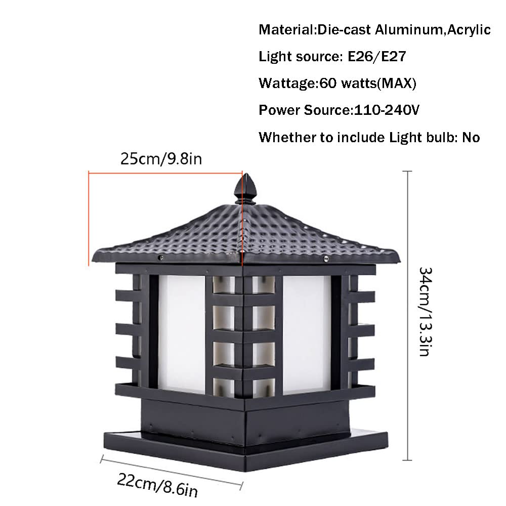 Modern Bronze Outdoor Post Light with Mounting Base - Square Decorative Pillar Lantern for Garden, Park, Villa & Porch Lighting | Weather-Resistant Exterior Column Lamp for Pathways, Driveways & Landscaping