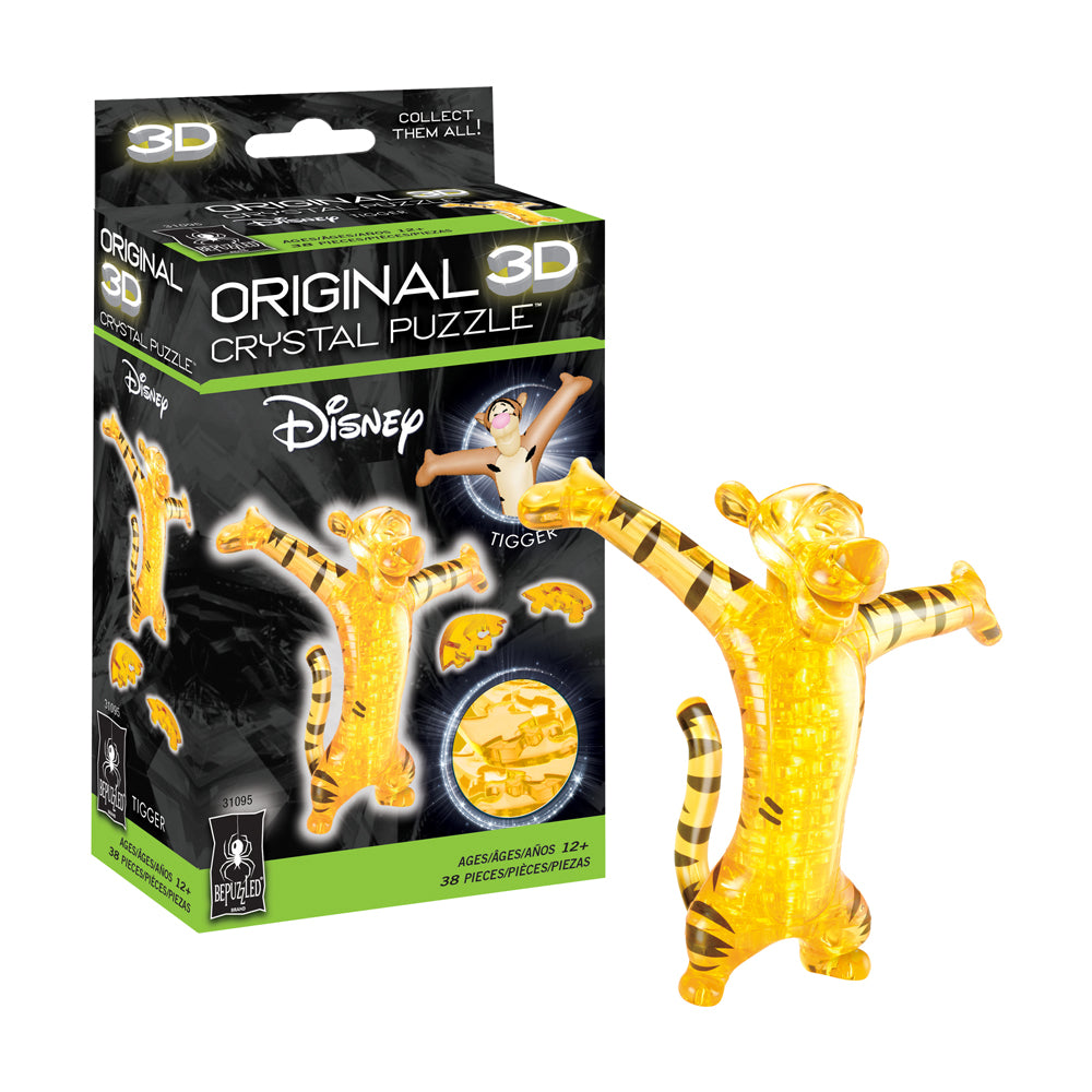 BePuzzled Disney Tigger 3D Crystal Puzzle - 38 Piece Brain Teaser for Kids & Adults | Fun Family Game Night & Educational STEM Toy