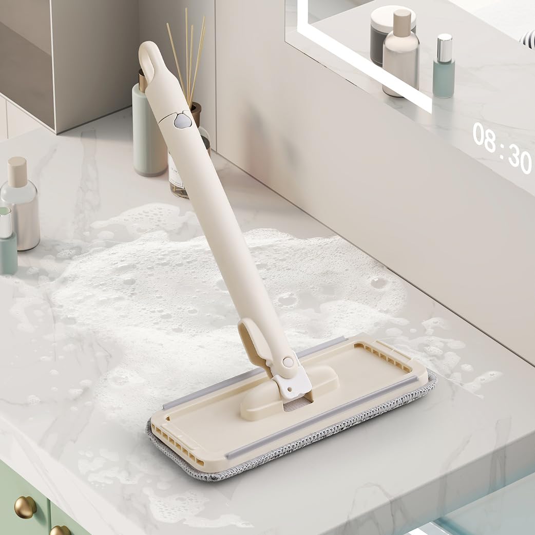 Mini Desk Mop - Hands-Free Flat Mop for Office & Home Cleaning | Microfiber Dust Mop Head | Perfect for Desks, Tables & Small Spaces