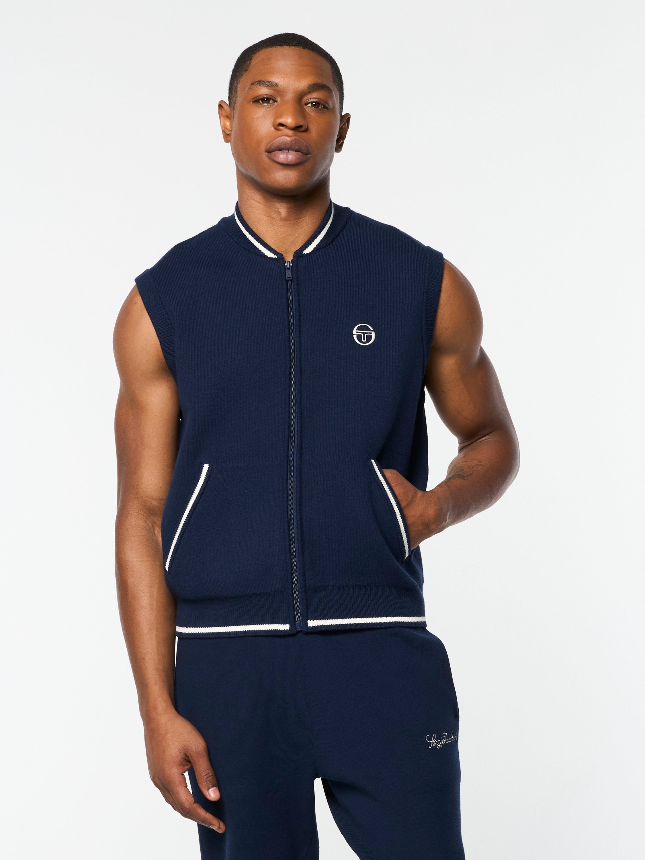 Enzo Knit Vest for Men - Premium Cotton Blend, Lightweight & Breathable, Maritime Blue - Perfect for Layering in Fall & Winter, Office Wear & Casual Outfits
