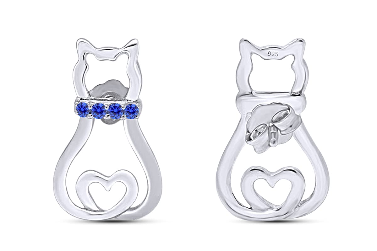 14k Gold Over Sterling Silver Cat Stud Earrings for Women - Elegant Pet Lover Jewelry for Everyday Wear & Special Occasions