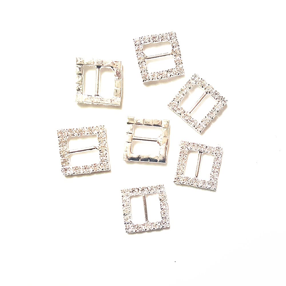 50pcs 16mm Silver Square Rhinestone Buckle Sliders - Wedding Invitation Decorations, Christmas Crafts, DIY Scrapbooking Supplies - Perfect for Card Making, Gift Wrapping & Party Decor